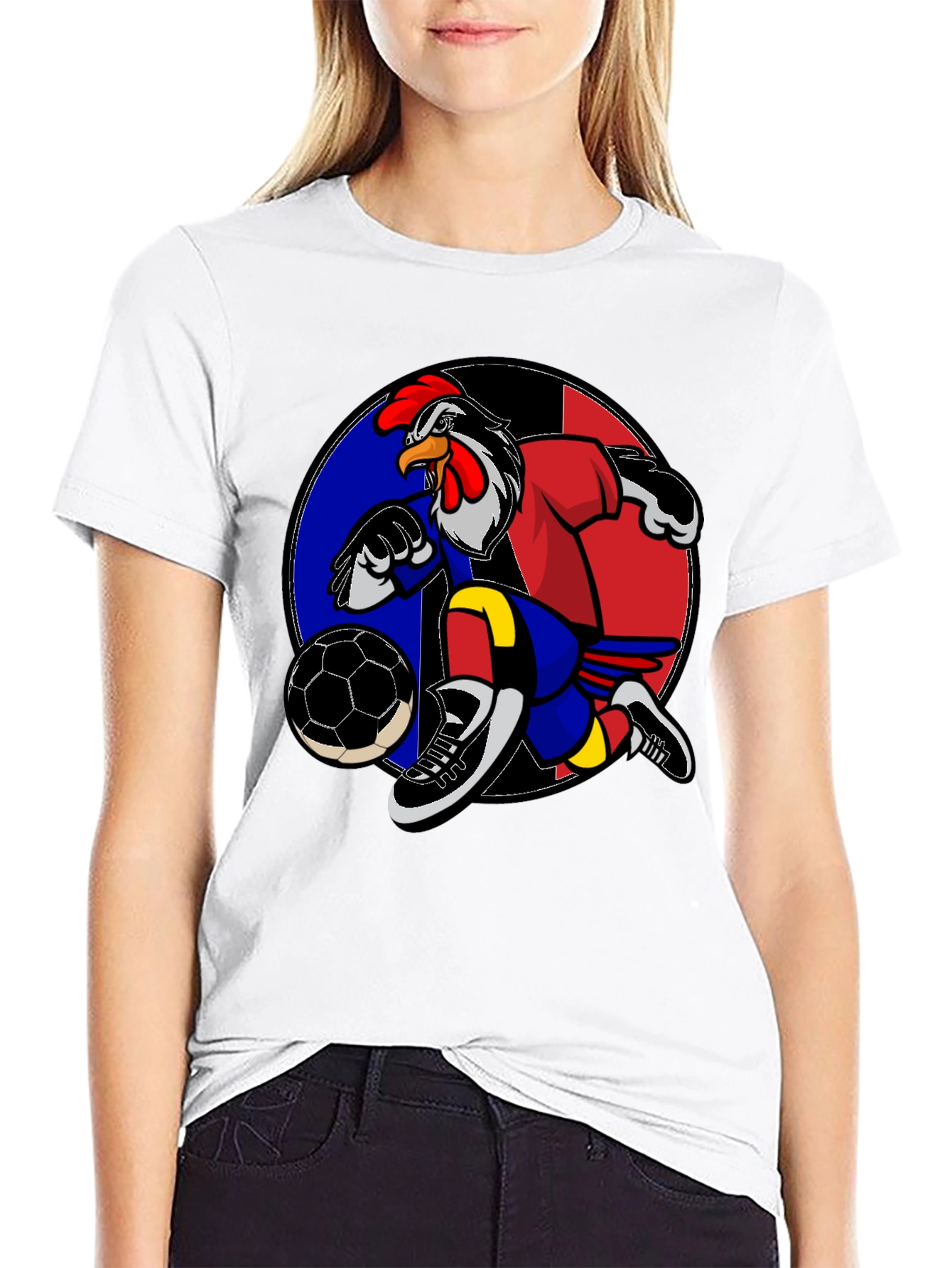 Rooster Soccer T-Shirt: Black Graphic Tee