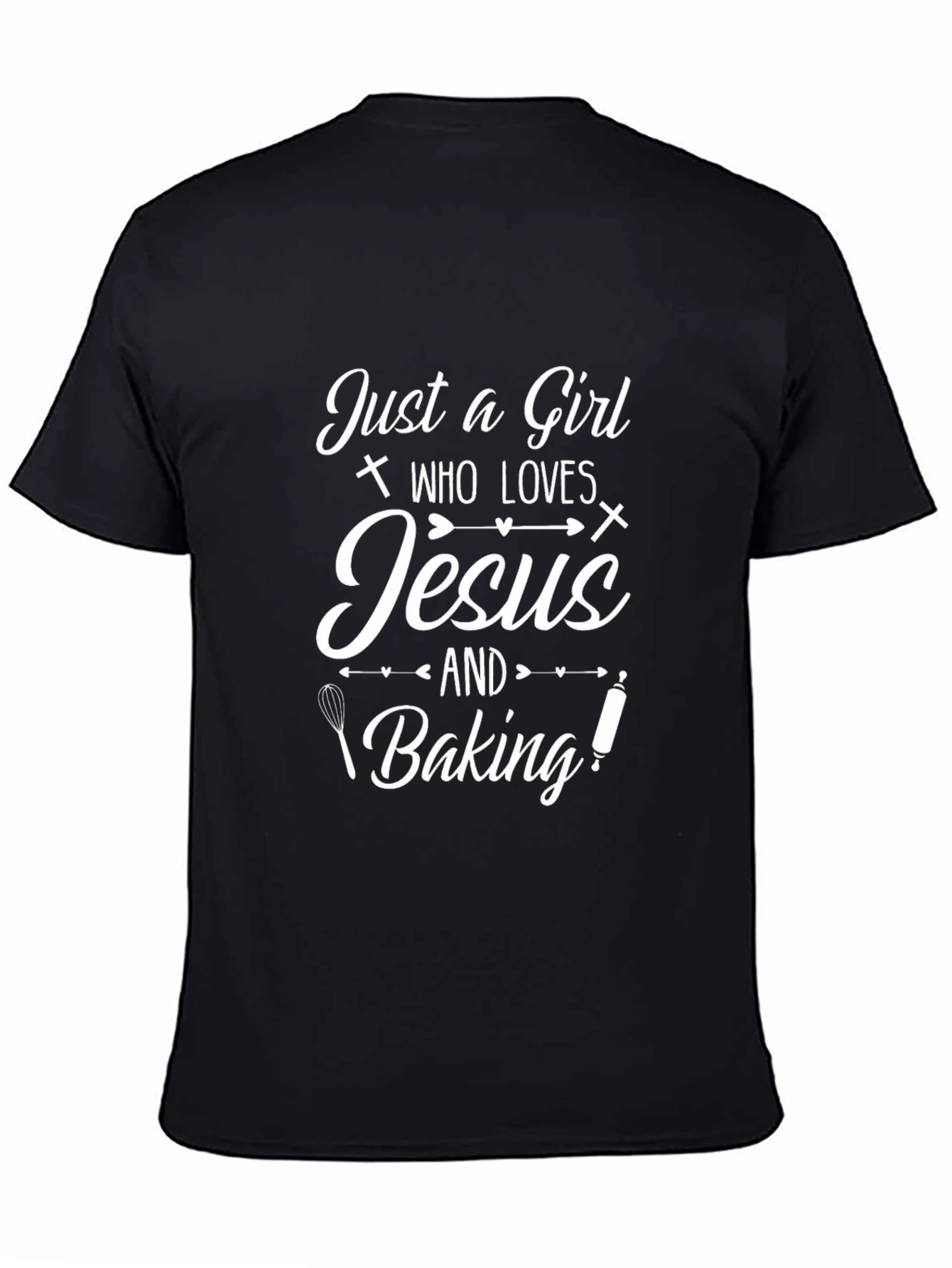 Jesus & Baking Girls Graphic T-Shirt - Black