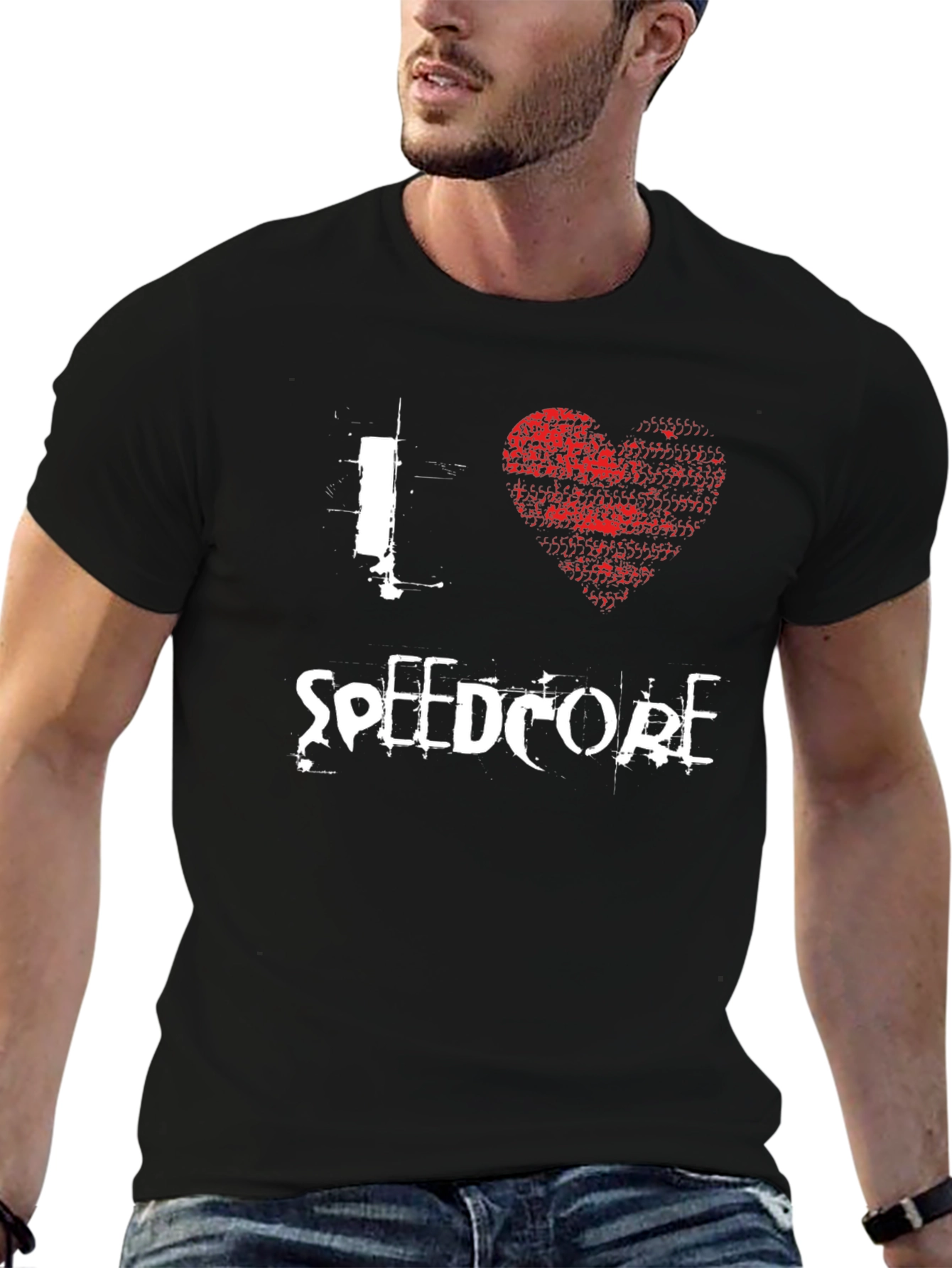 I Love Speedcore Black Graphic T-Shirt