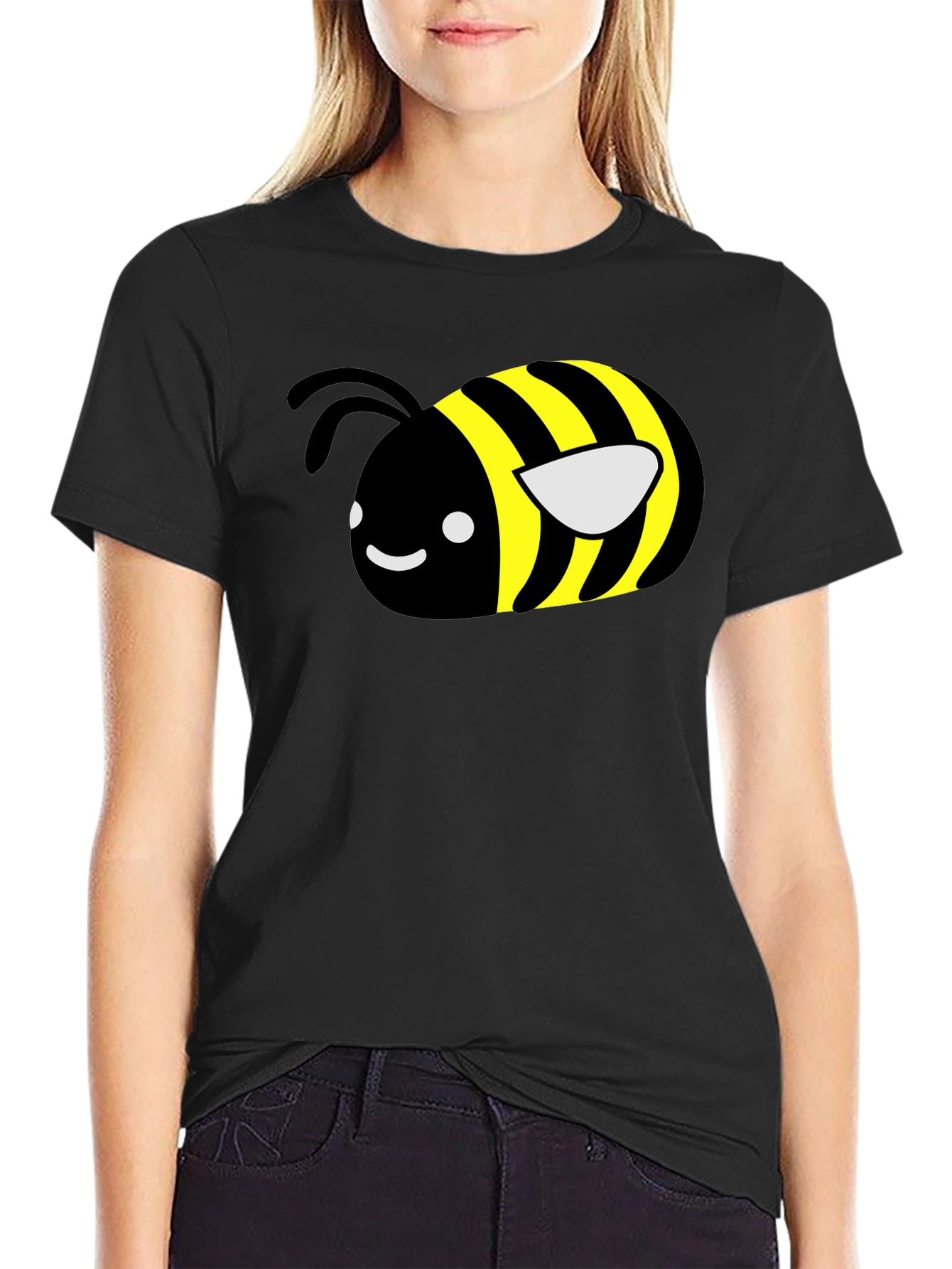 Cute Bee Graphic T-Shirt - Black Unisex Tee