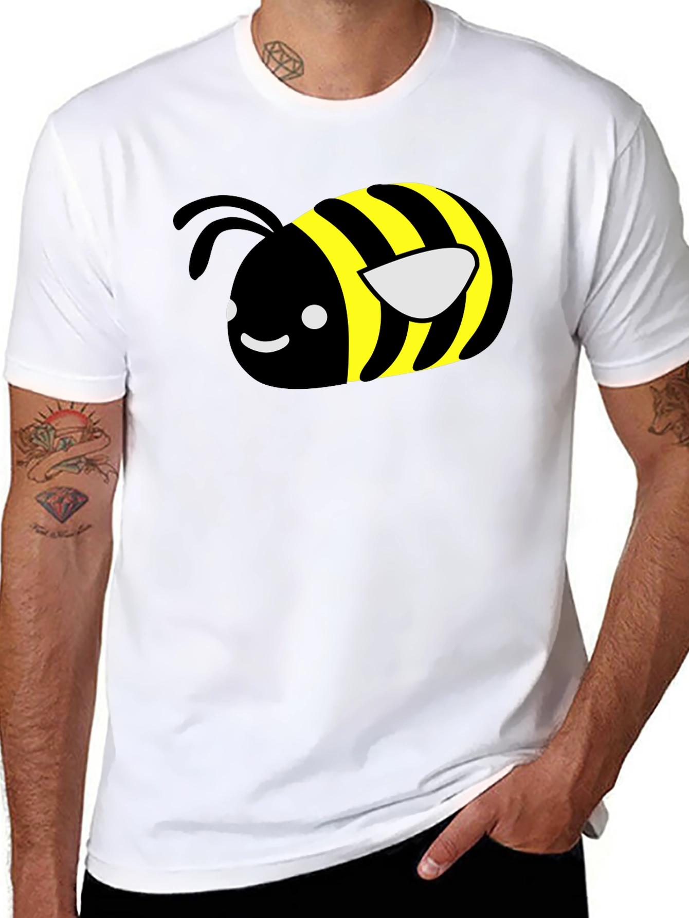 Cute Bee Graphic T-Shirt - Black Unisex Tee