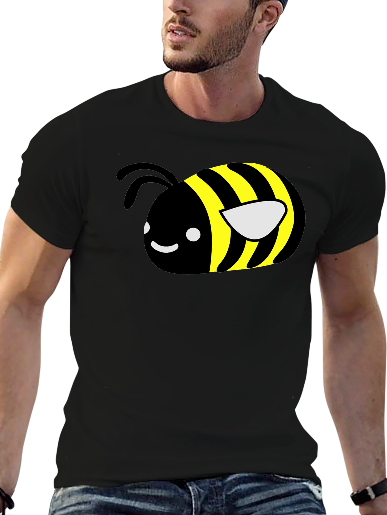 Cute Bee Graphic T-Shirt - Black Unisex Tee