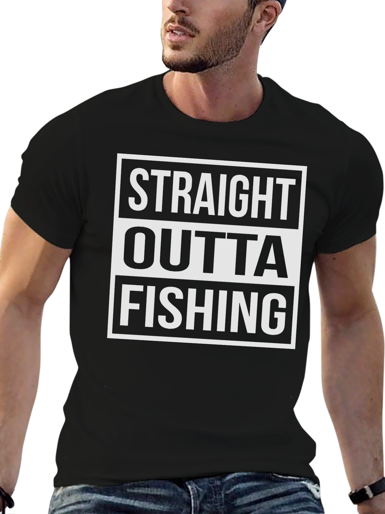 Straight Outta Fishing Black T-Shirt