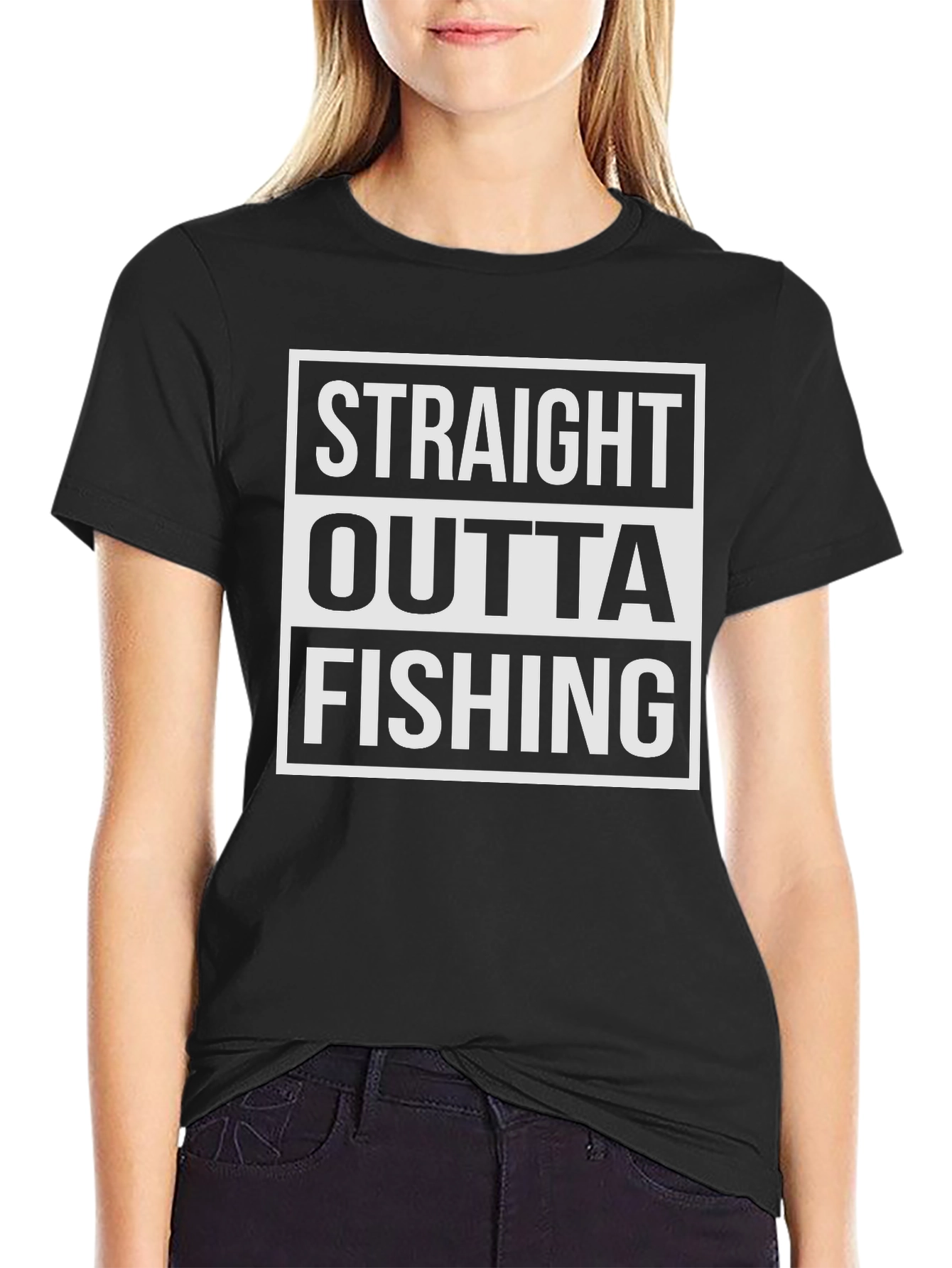 Straight Outta Fishing Black T-Shirt