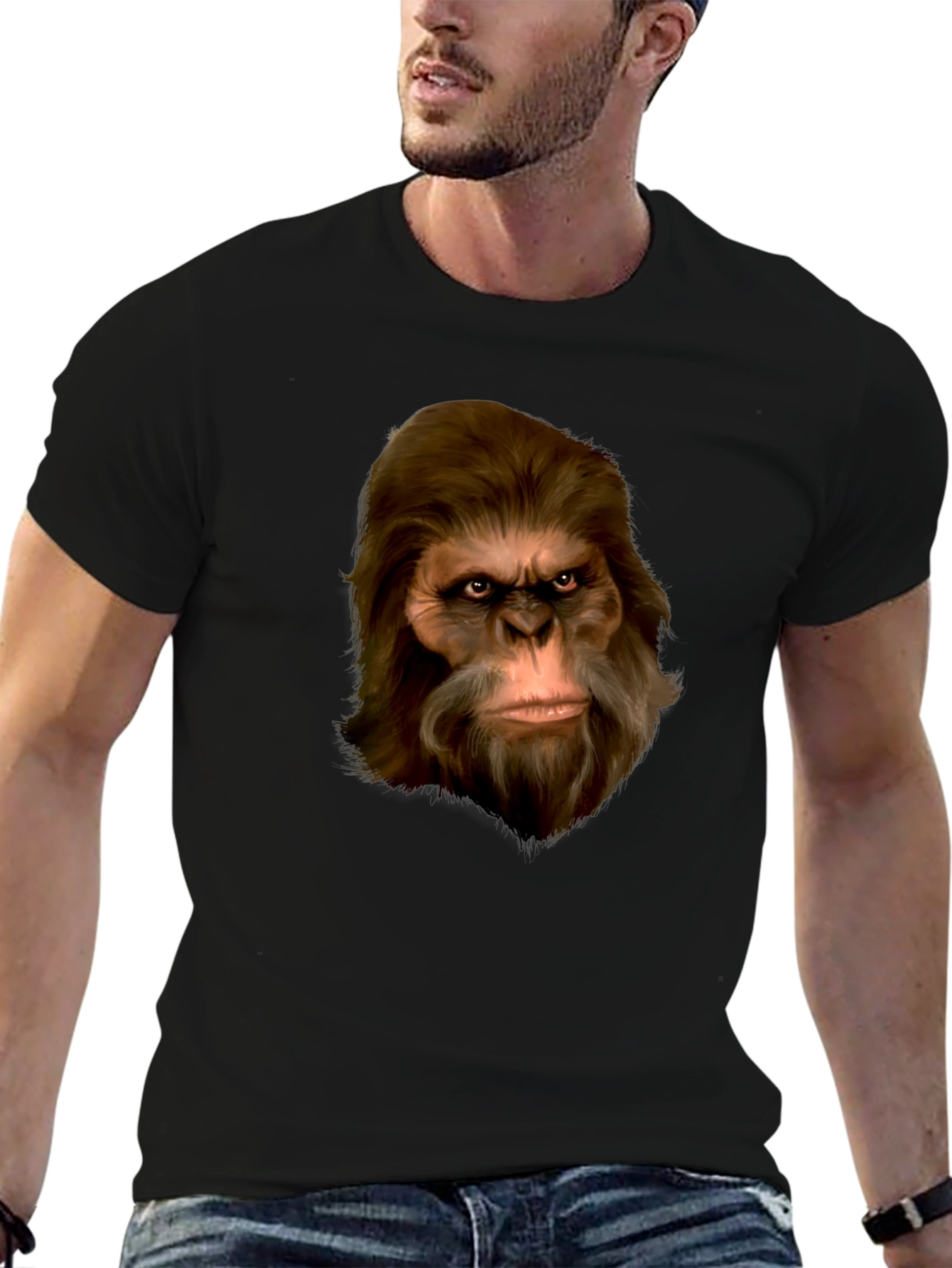 Sasquatch Portrait T-Shirt - Black