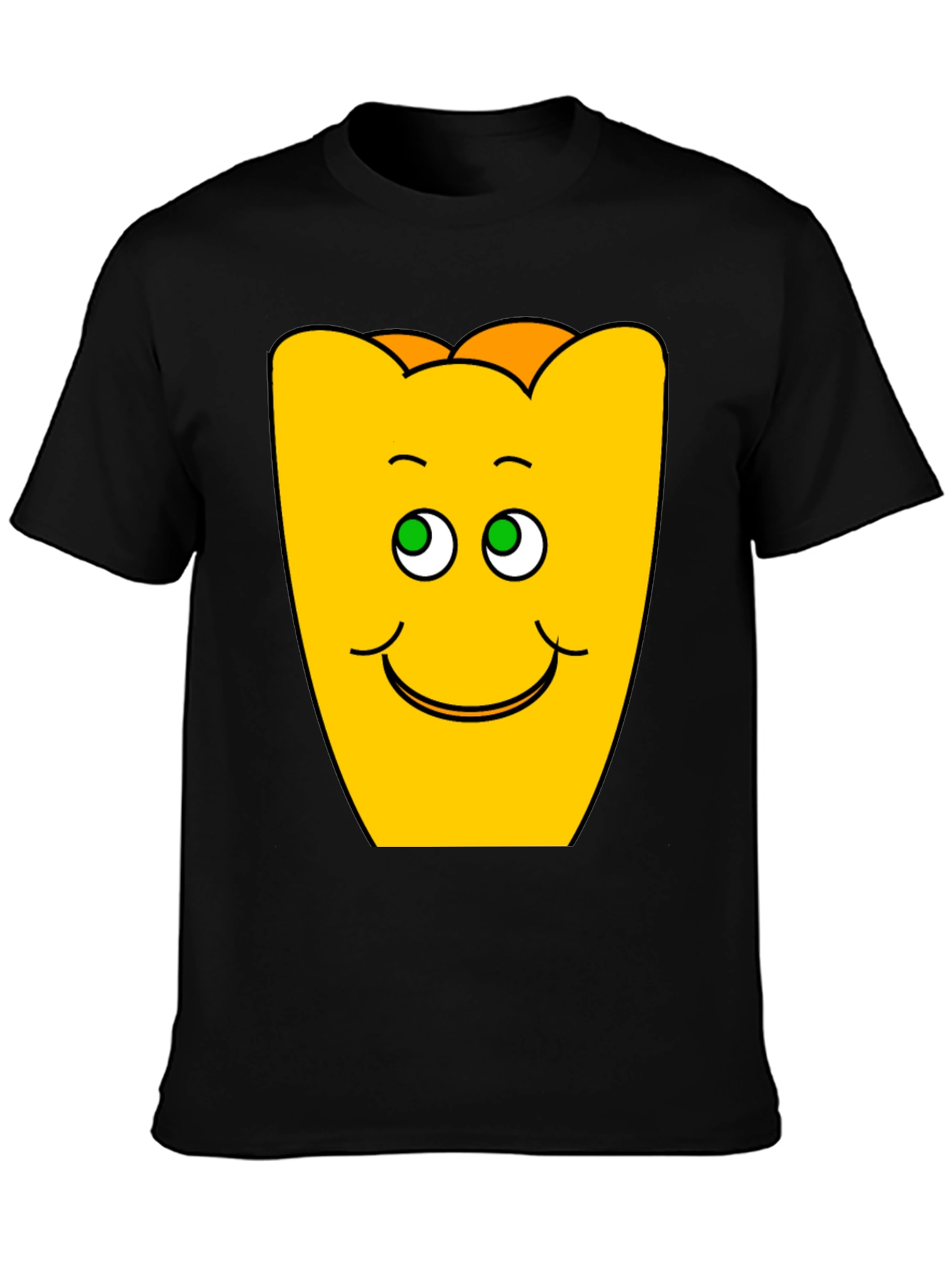 Funny Smiling Yellow Character Black T-Shirt