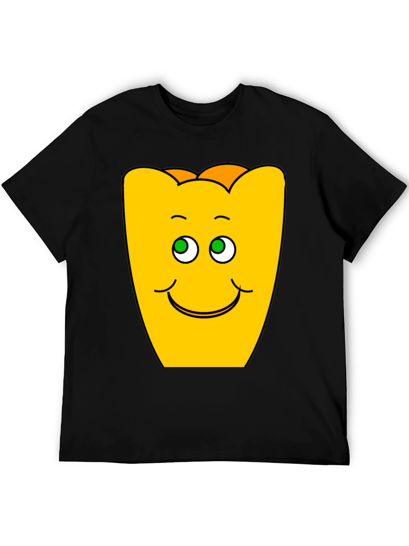 Funny Smiling Yellow Character Black T-Shirt