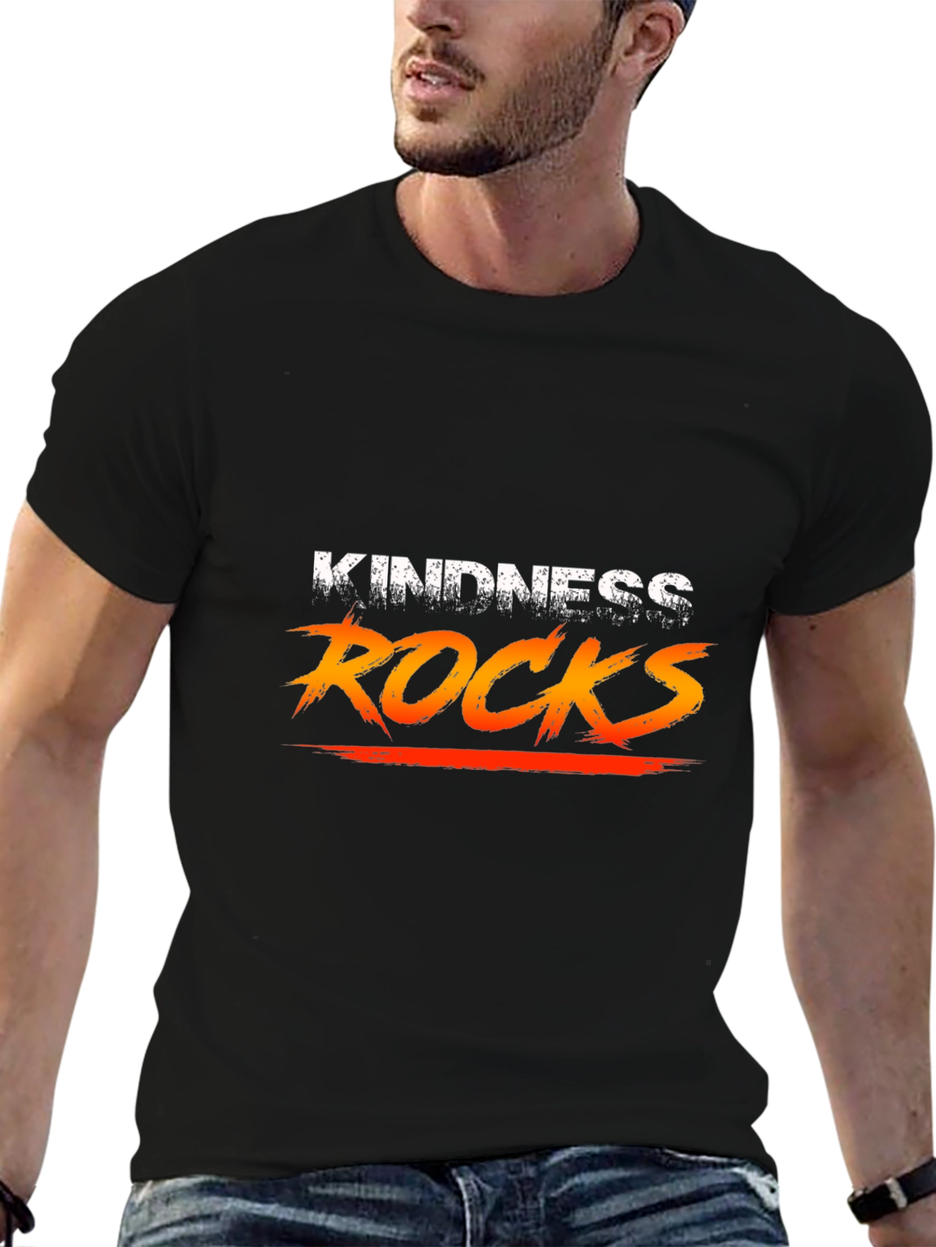 Kindness Rocks Graphic Tee - Black Casual T-Shirt