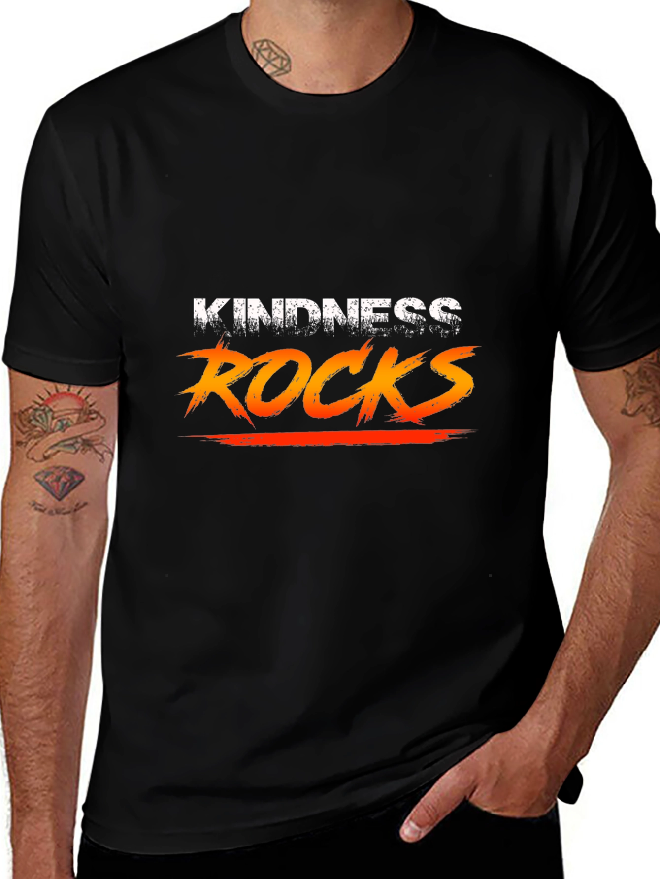 Kindness Rocks Graphic Tee - Black Casual T-Shirt