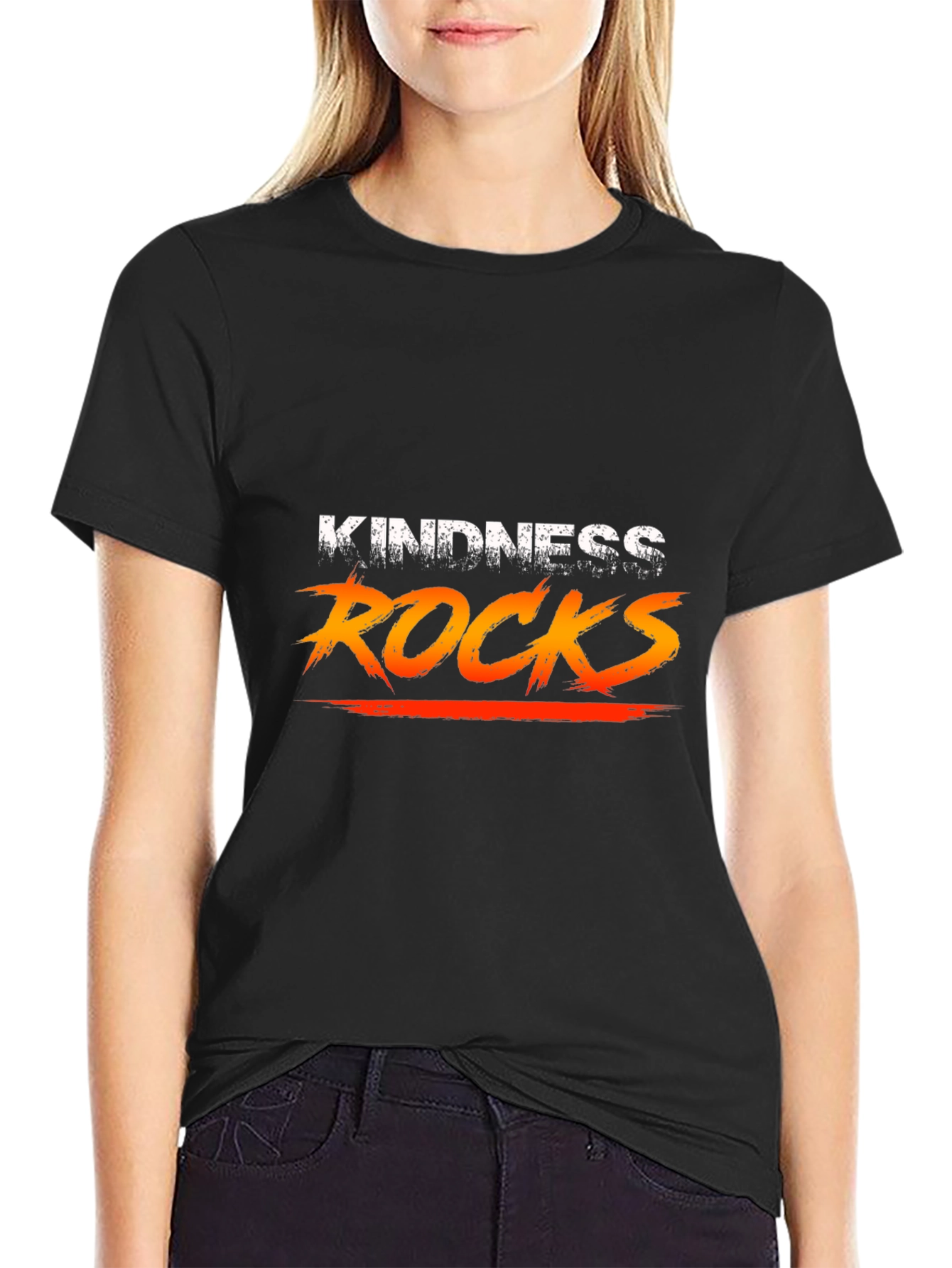 Kindness Rocks Graphic Tee - Black Casual T-Shirt