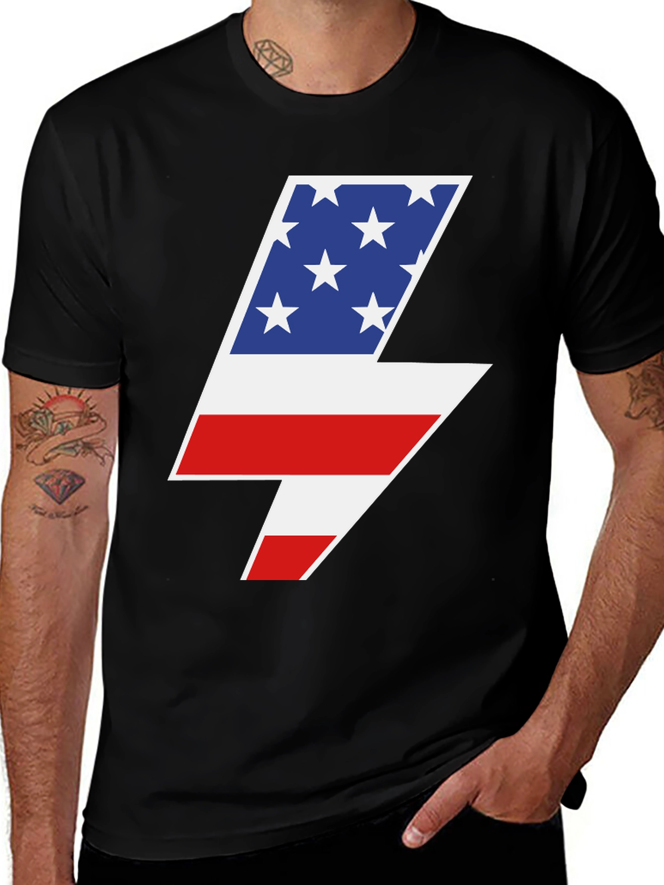American Flag Lightning Bolt Graphic Tee