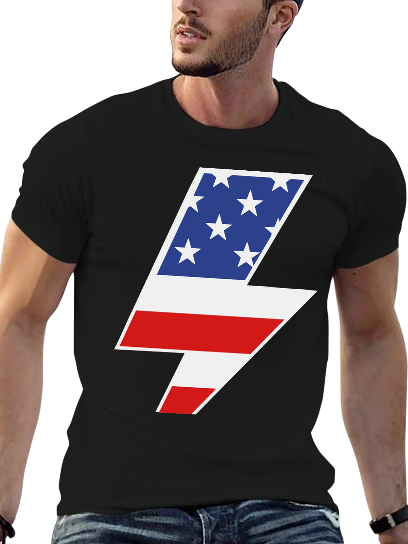 American Flag Lightning Bolt Graphic Tee