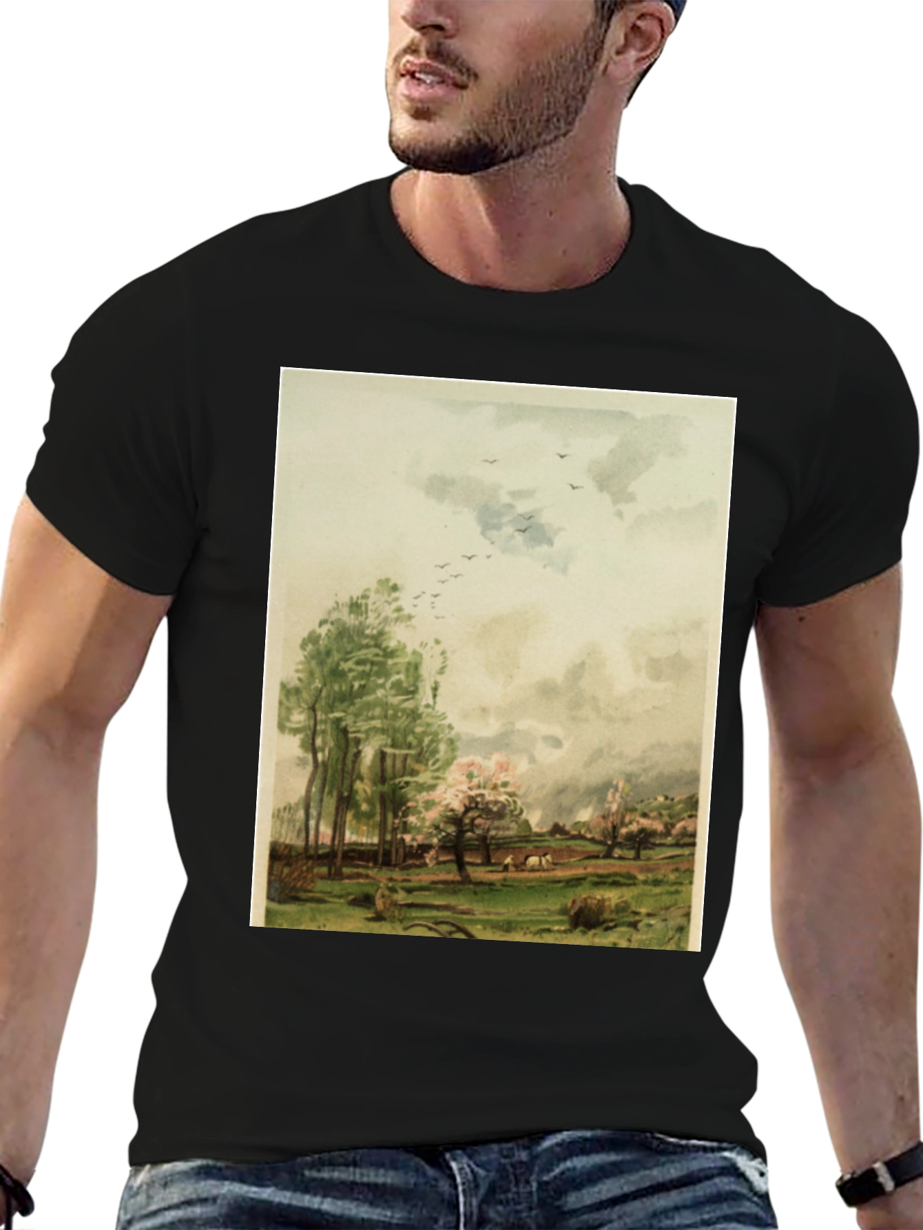 Artistic Landscape Graphic Tee - Stylish Comfort