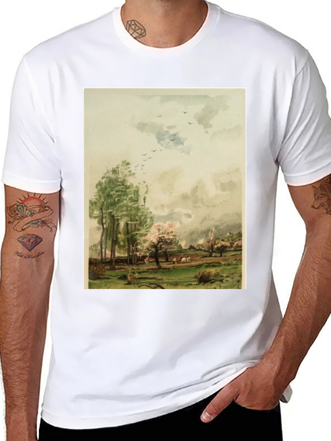 Artistic Landscape Graphic Tee - Stylish Comfort