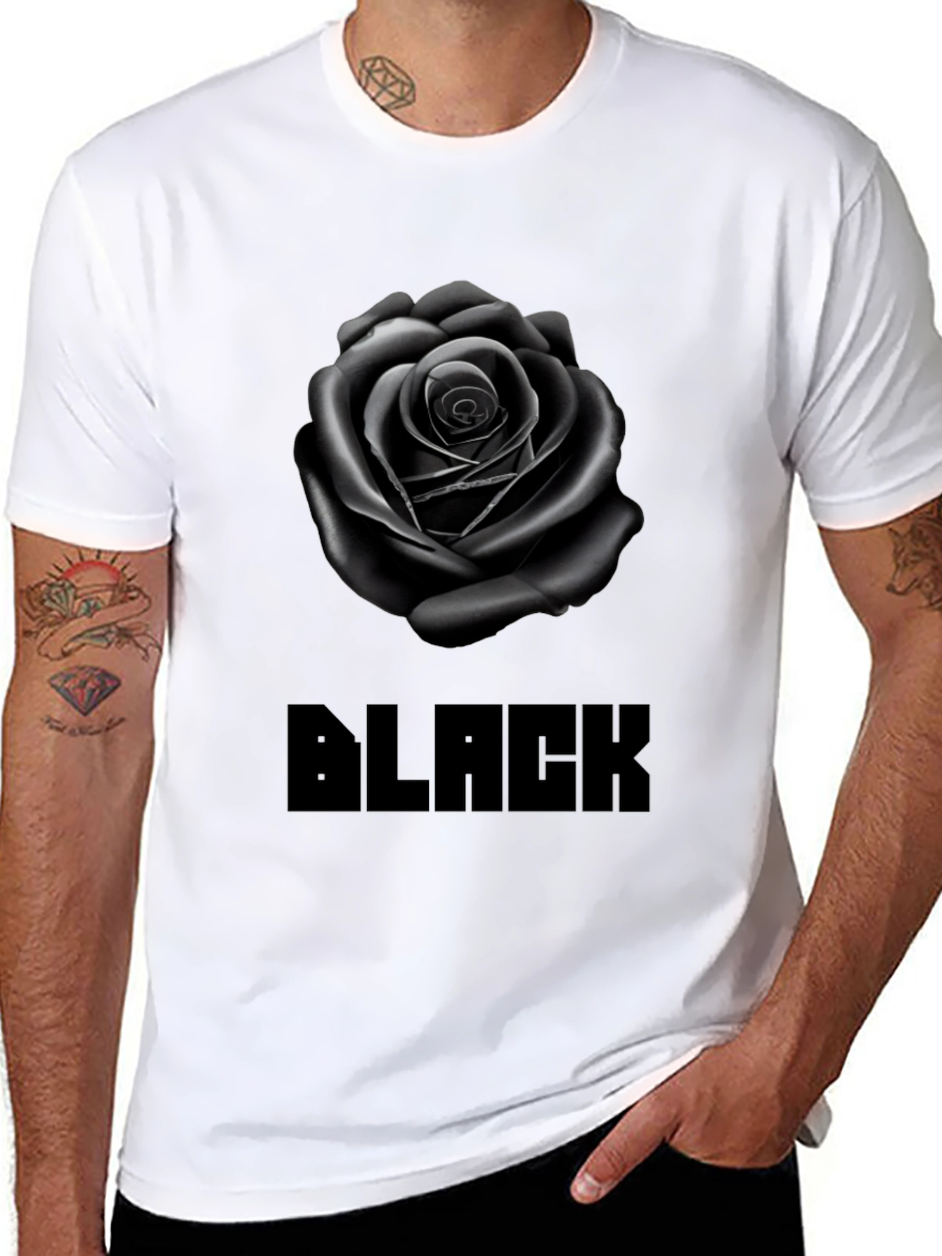 Black Rose Graphic Tee - Stylish Mens T-Shirt