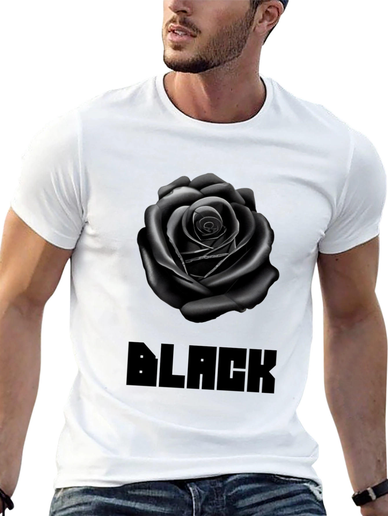 Black Rose Graphic Tee - Stylish Mens T-Shirt