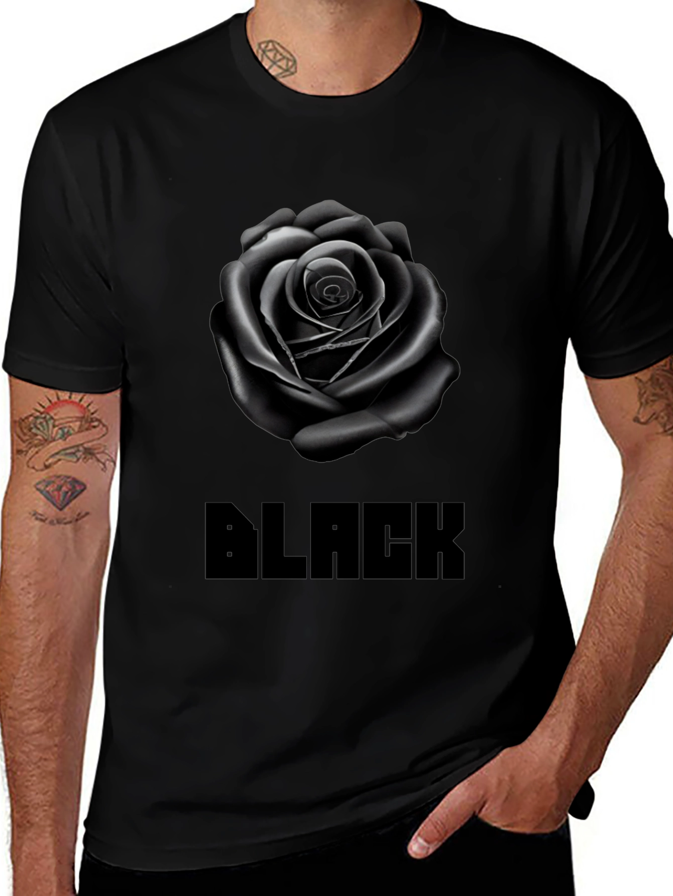 Black Rose Graphic Tee - Stylish Mens T-Shirt