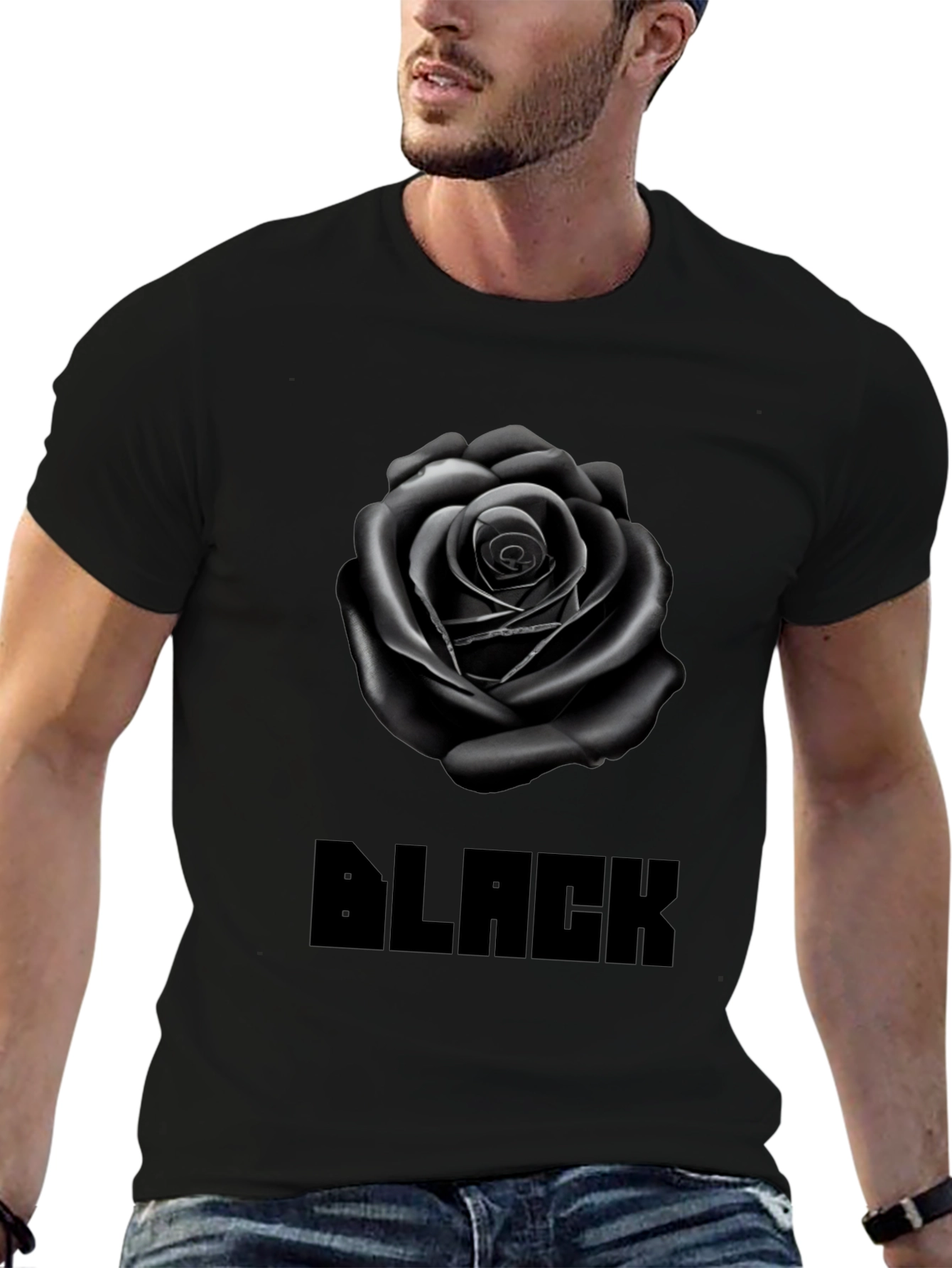 Black Rose Graphic Tee - Stylish Mens T-Shirt