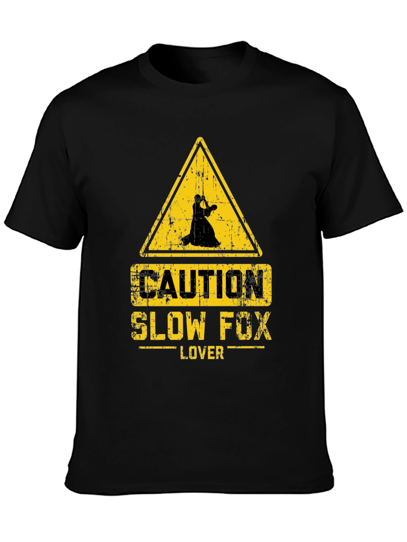 Caution Slow Fox Lover Black T-Shirt