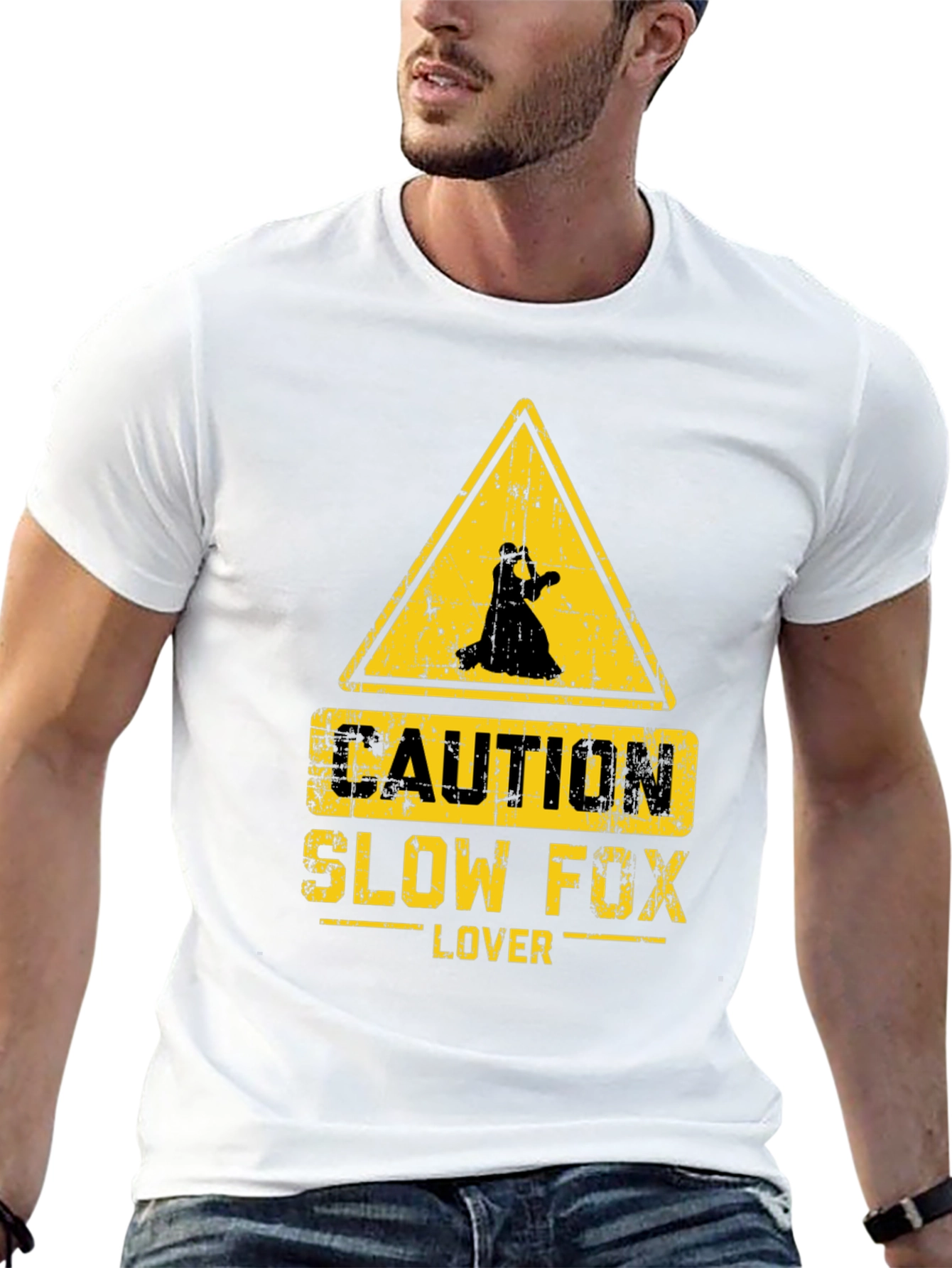 Caution Slow Fox Lover Black T-Shirt