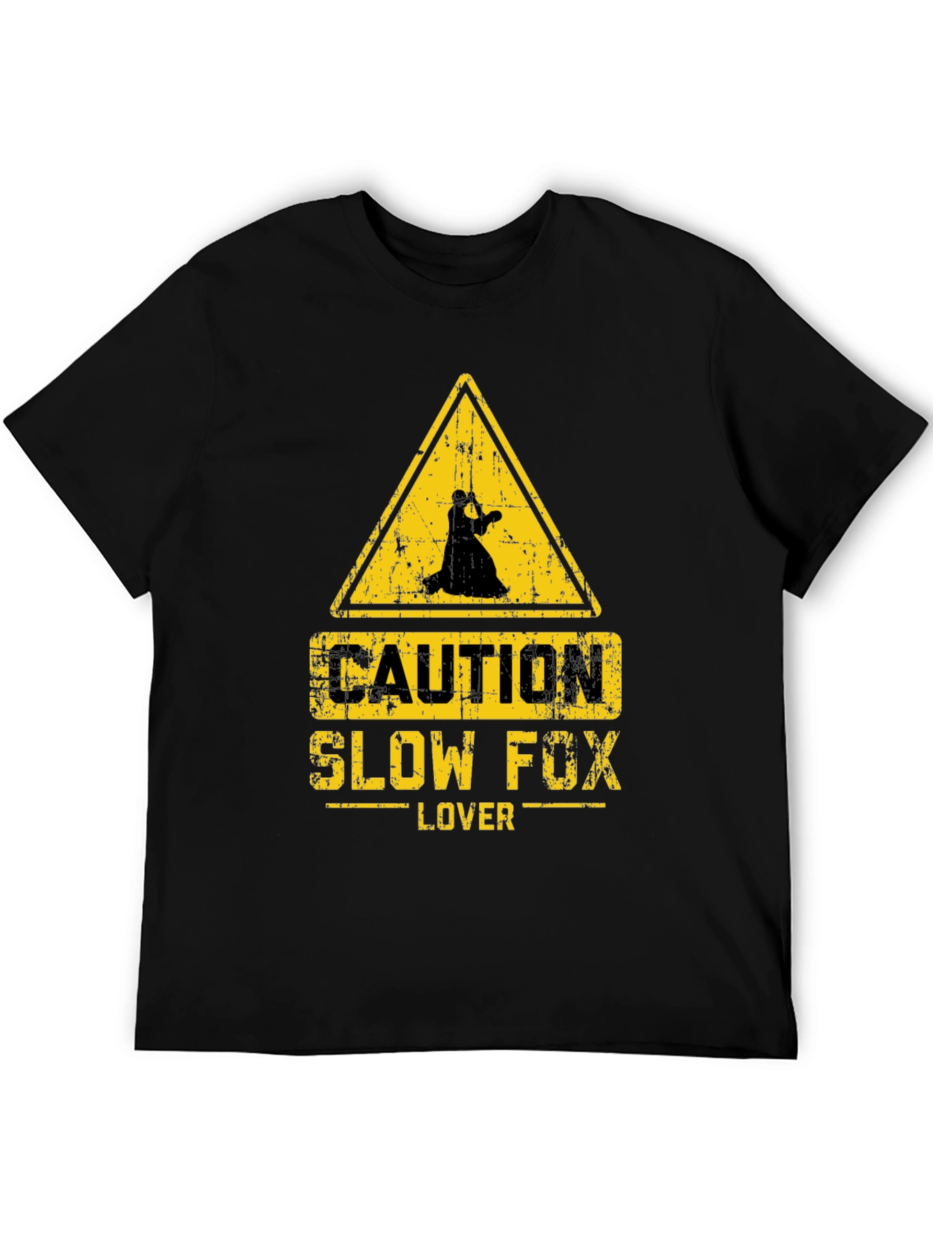 Caution Slow Fox Lover Black T-Shirt