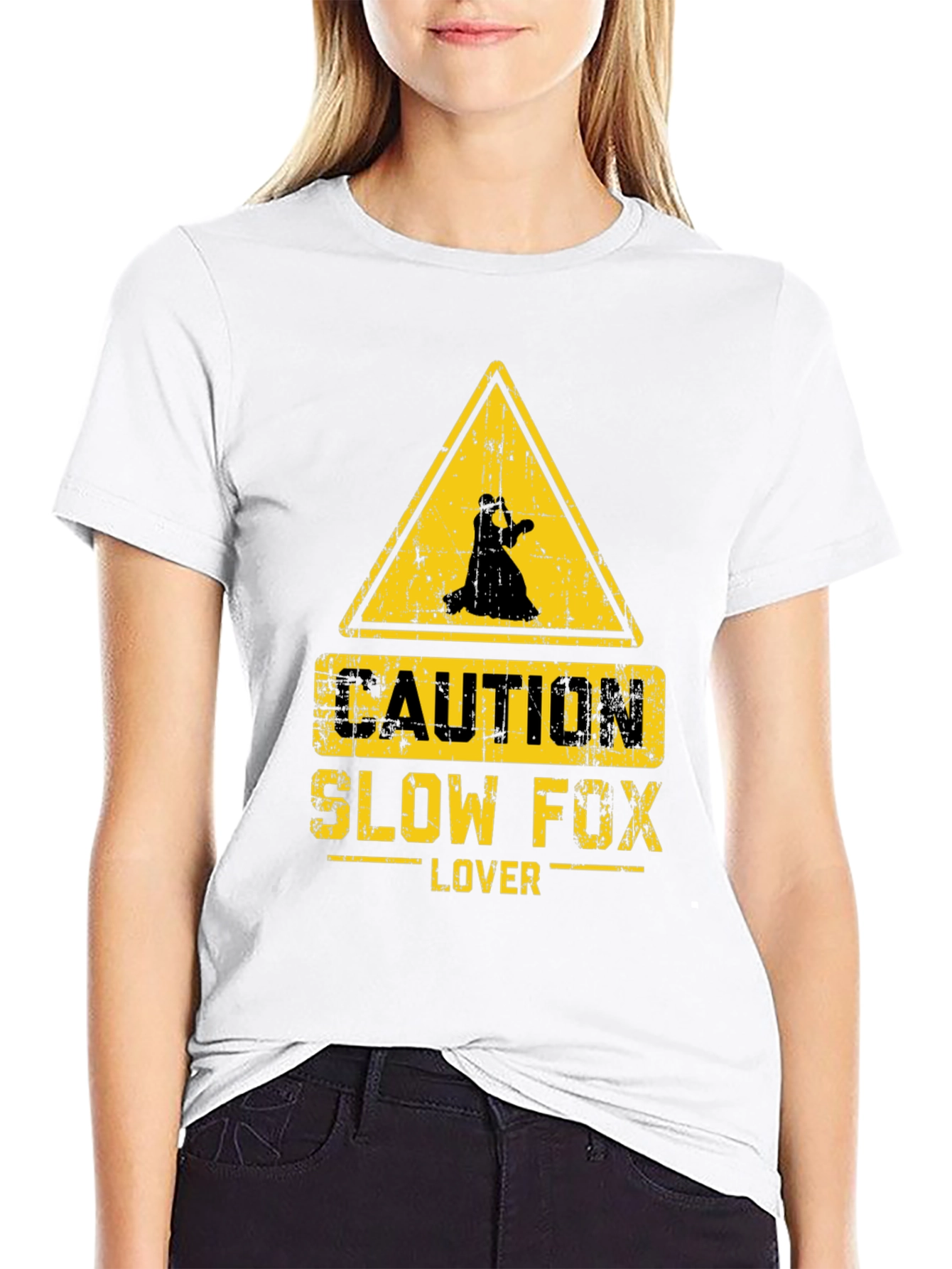 Caution Slow Fox Lover Black T-Shirt