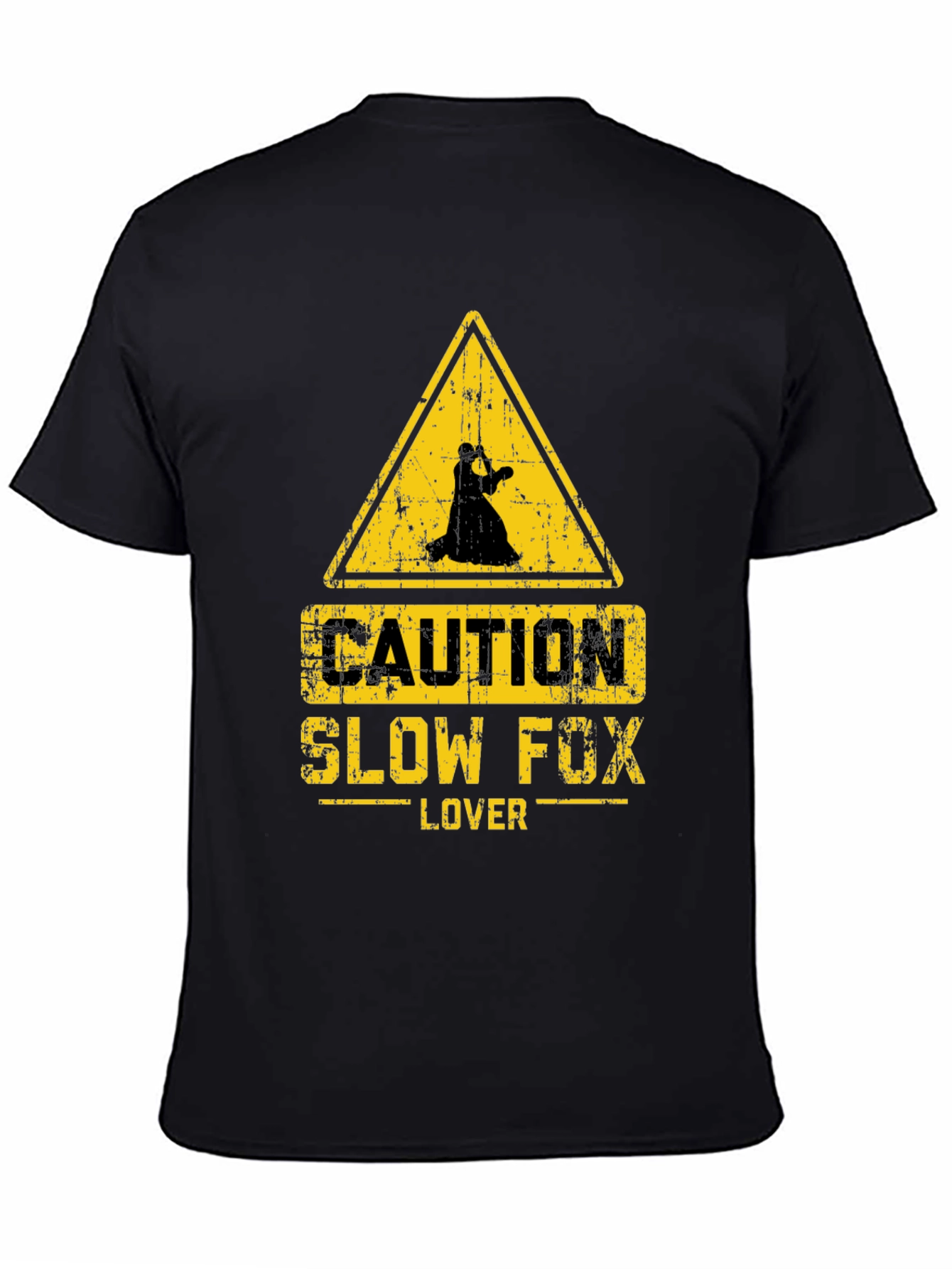 Caution Slow Fox Lover Black T-Shirt