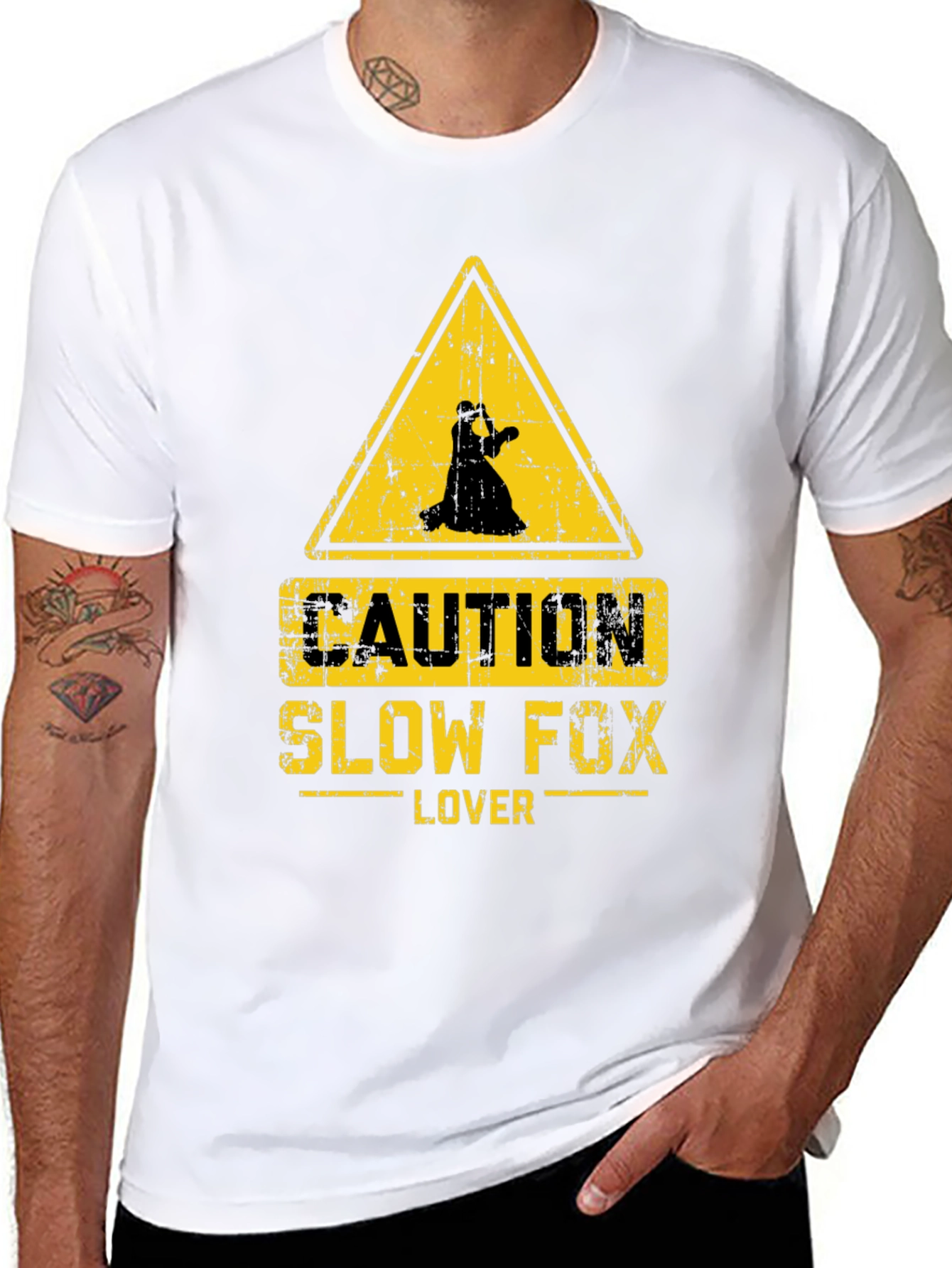 Caution Slow Fox Lover Black T-Shirt