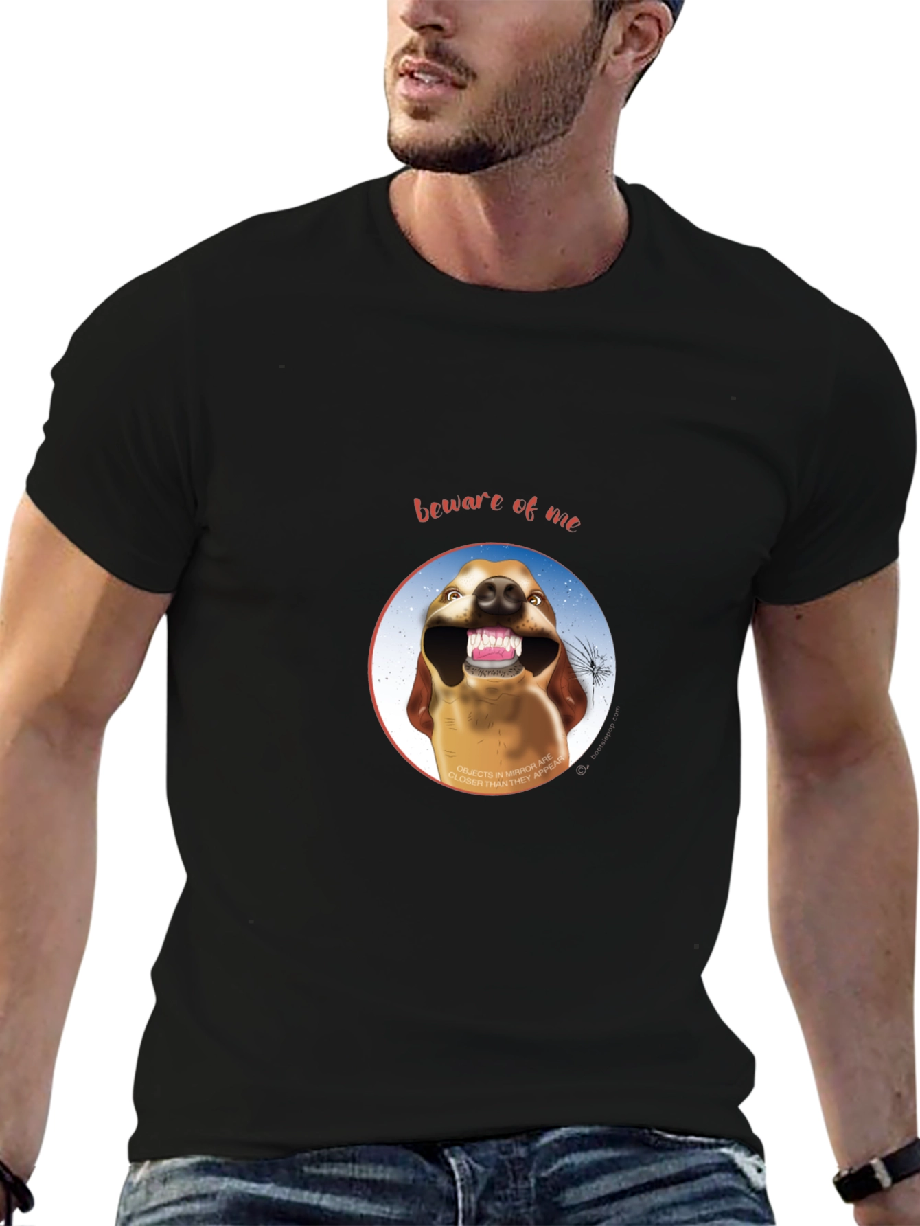 Beware of Me Dog Graphic Crew Neck Tee