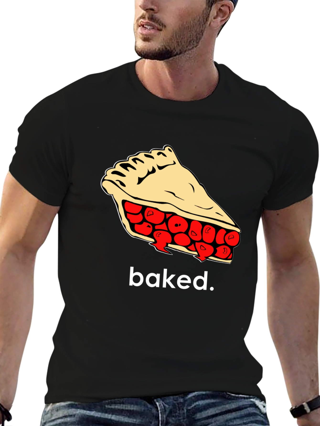 Baked Pie Slice Graphic Tee - Unisex Black T-Shirt