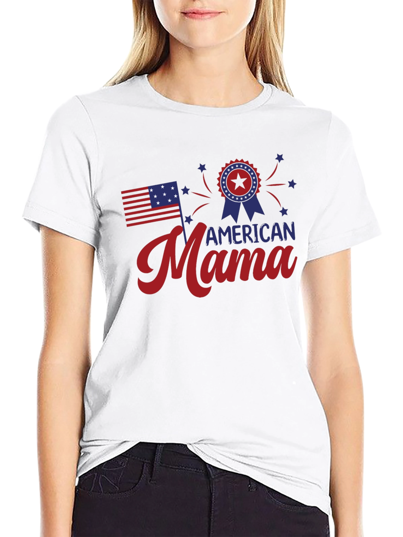 American Mama Graphic Tee - Patriotic Style