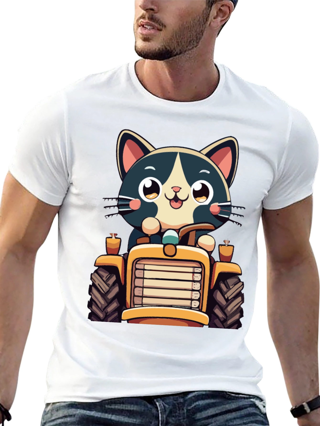 Cat Driving Tractor T-Shirt