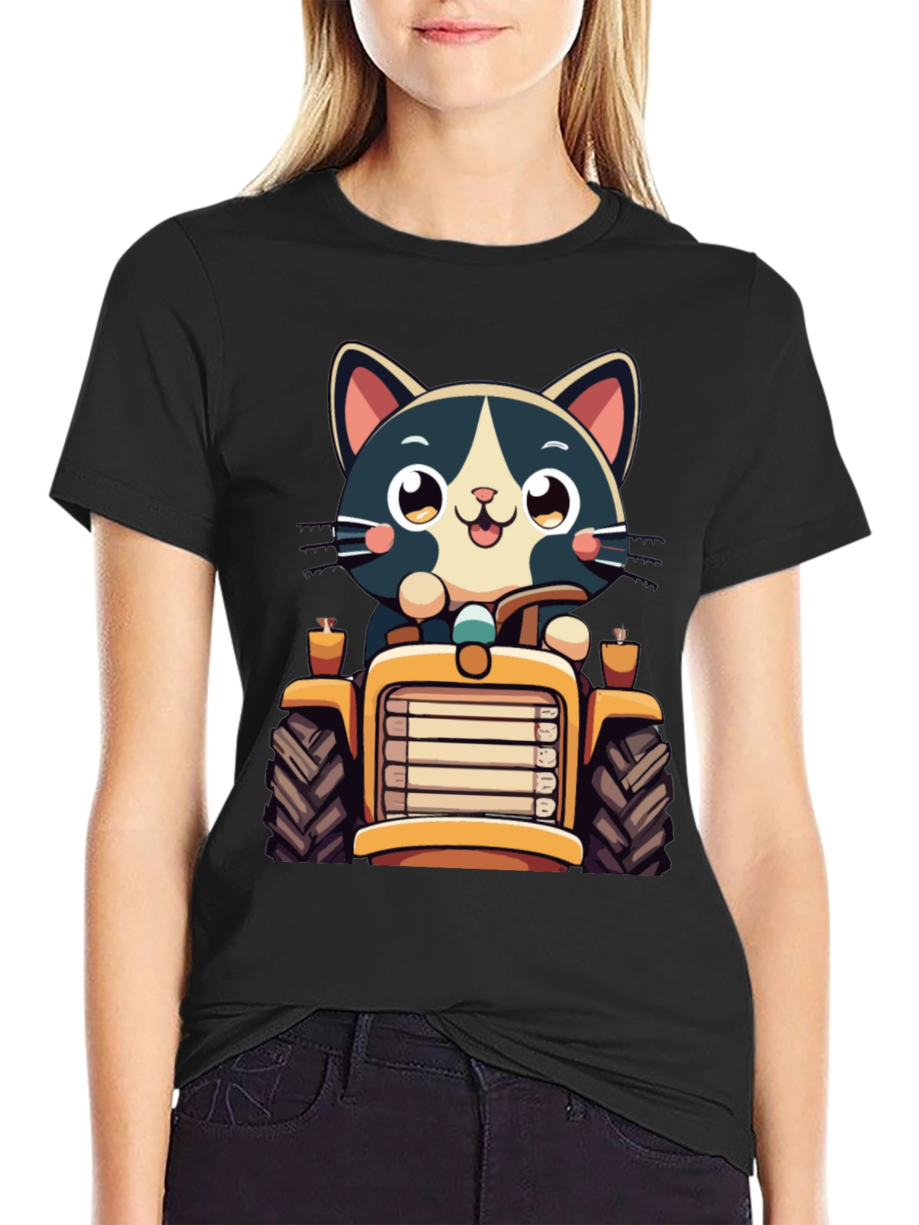 Cat Driving Tractor T-Shirt