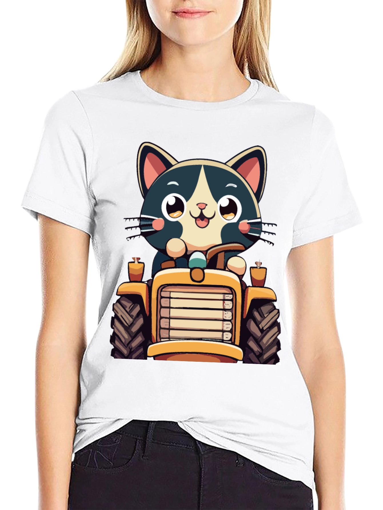 Cat Driving Tractor T-Shirt