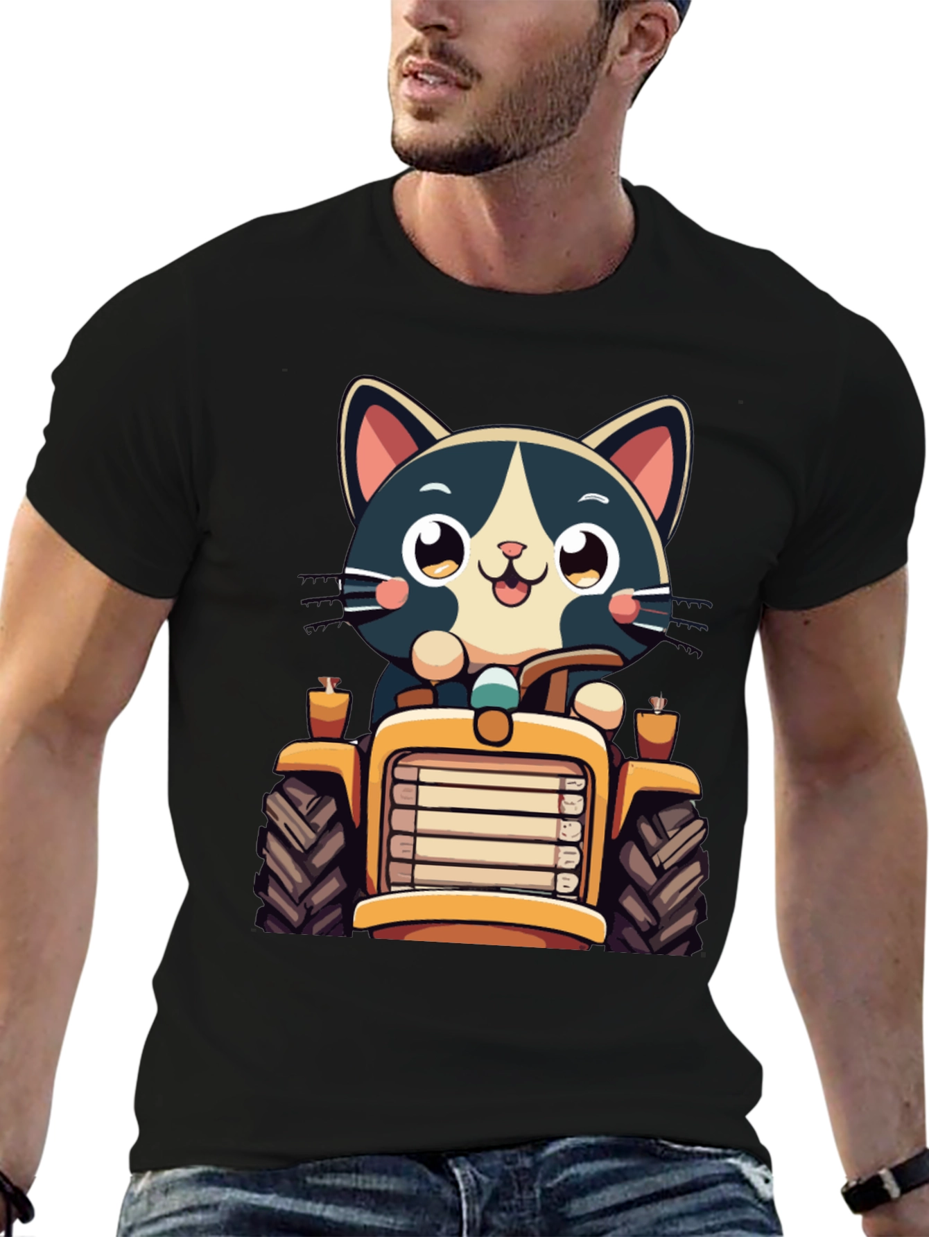 Cat Driving Tractor T-Shirt