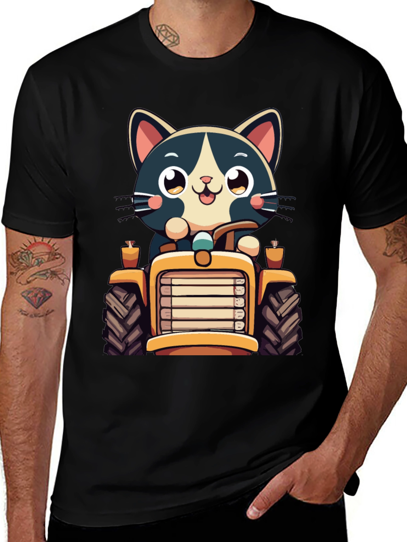 Cat Driving Tractor T-Shirt
