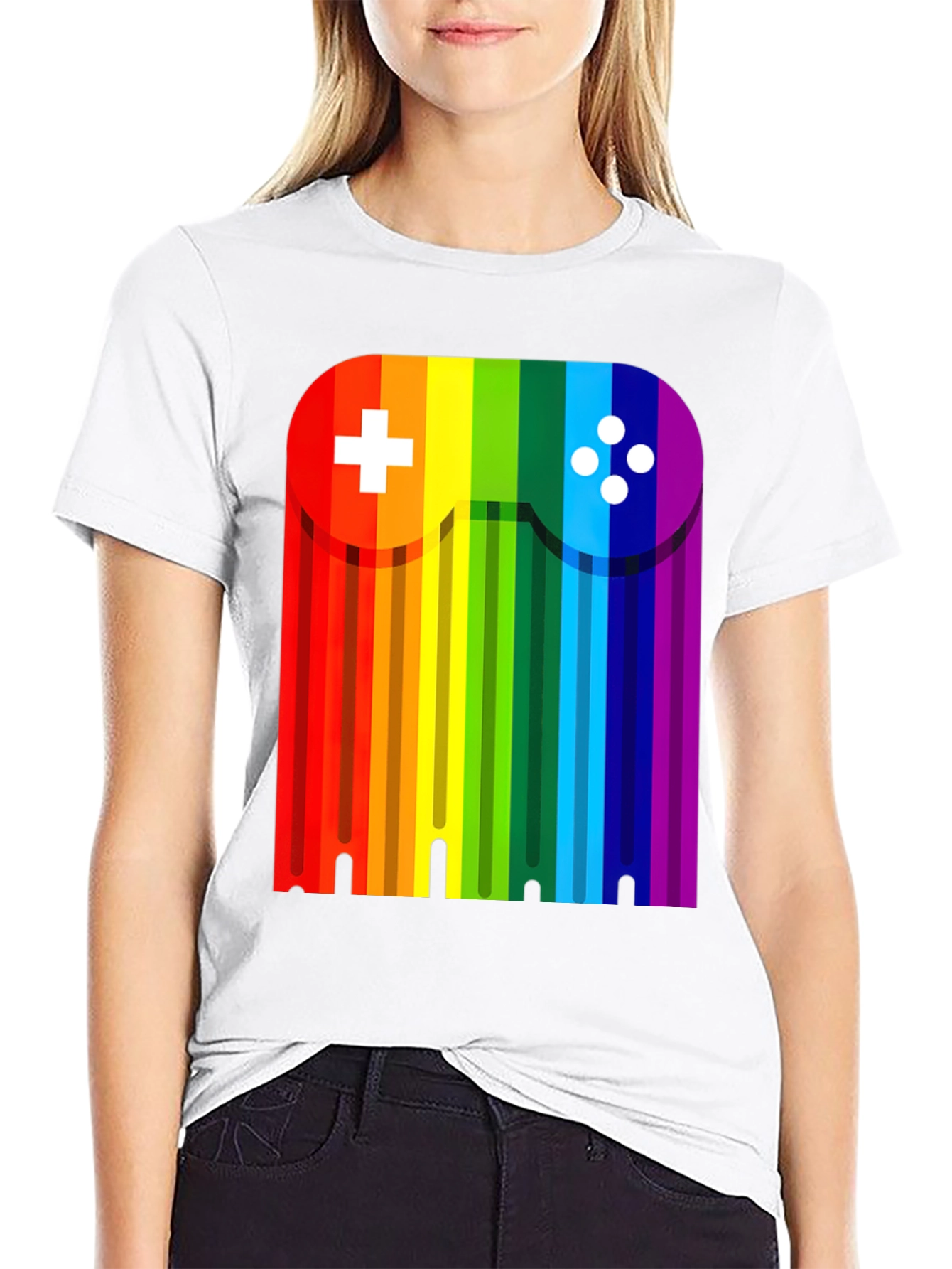 Rainbow Gaming Controller Graphic Tee