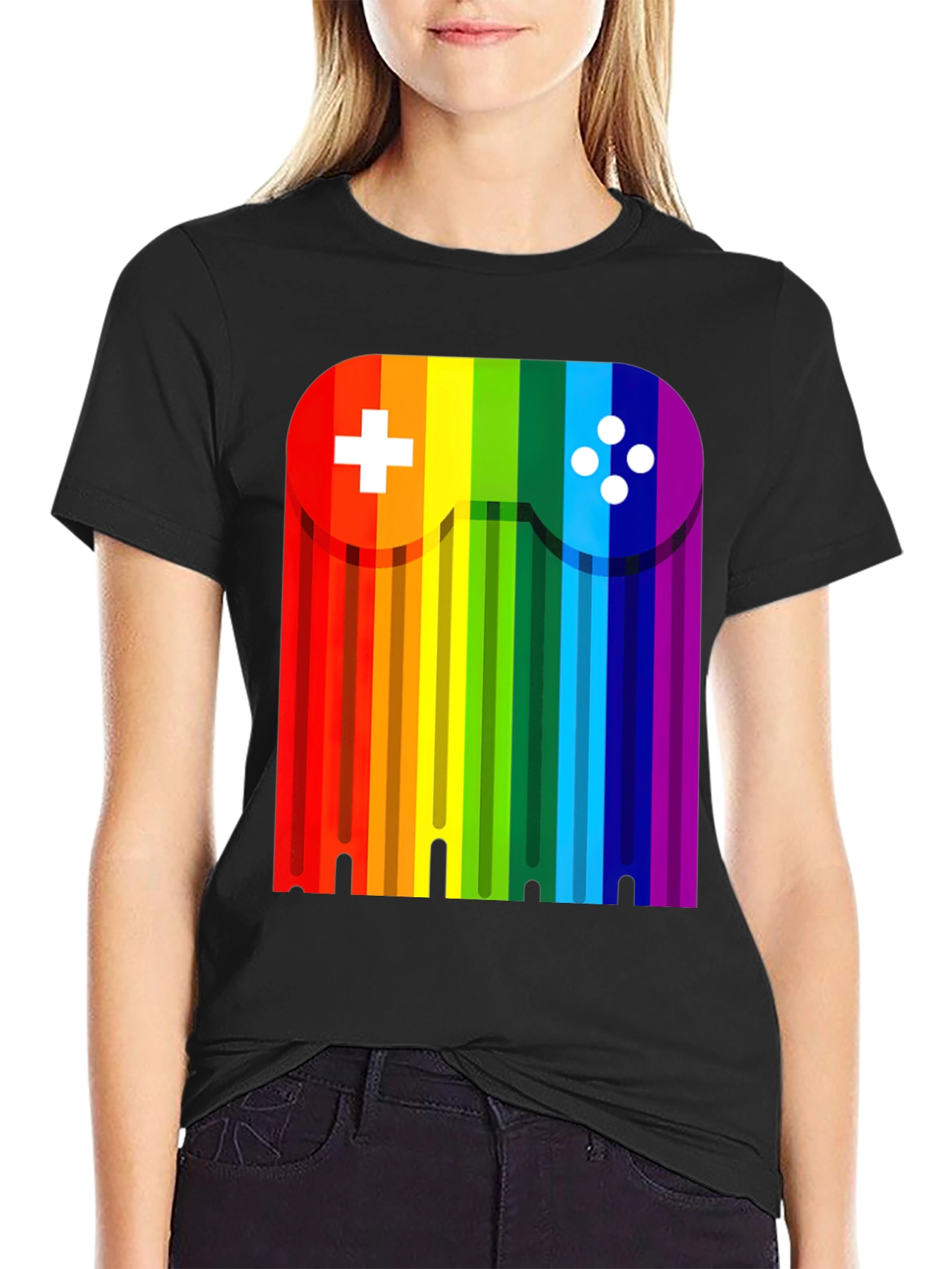 Rainbow Gaming Controller Graphic Tee