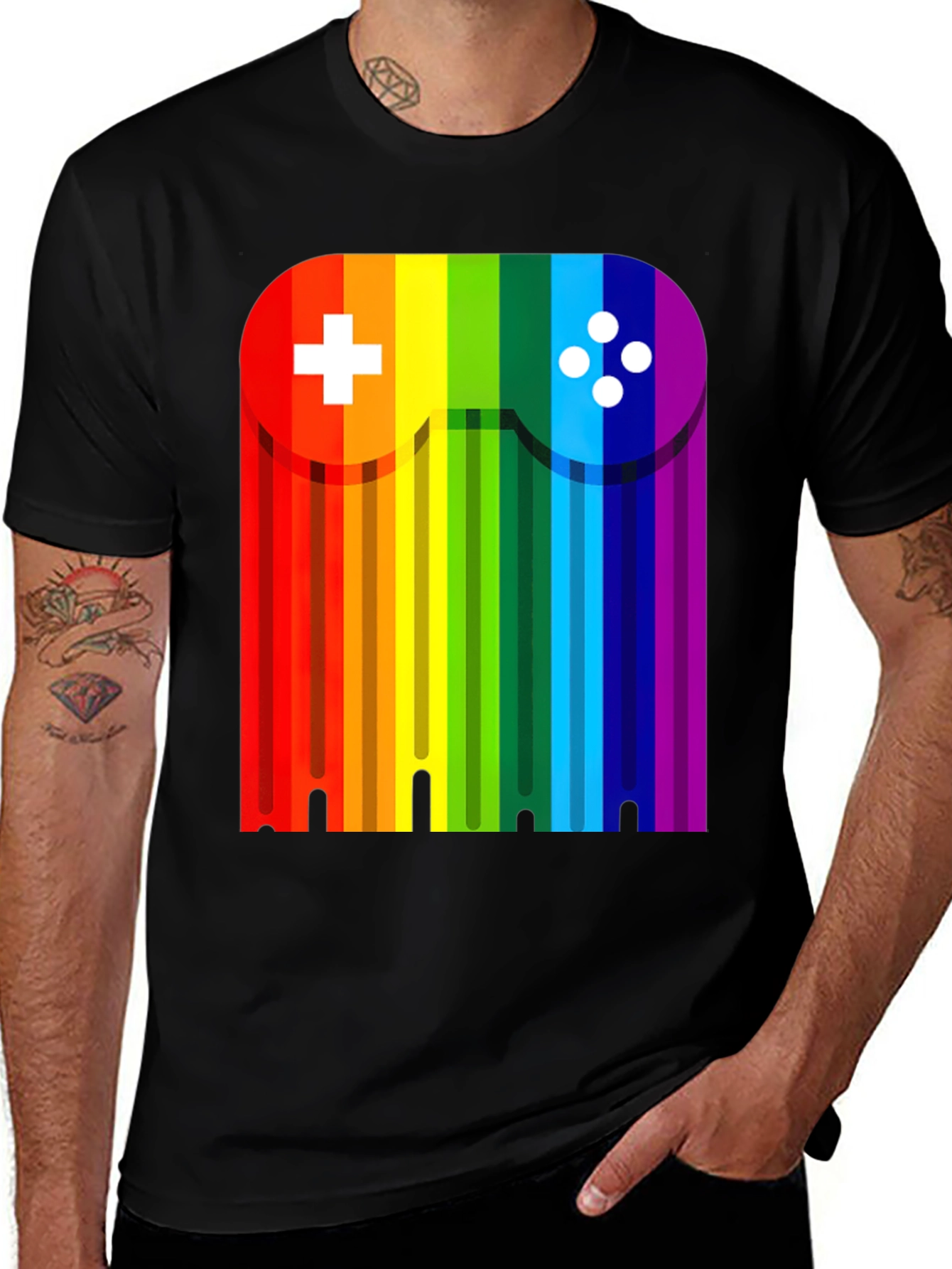 Rainbow Gaming Controller Graphic Tee