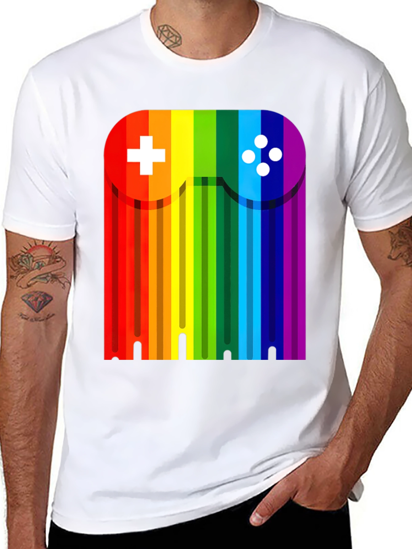 Rainbow Gaming Controller Graphic Tee