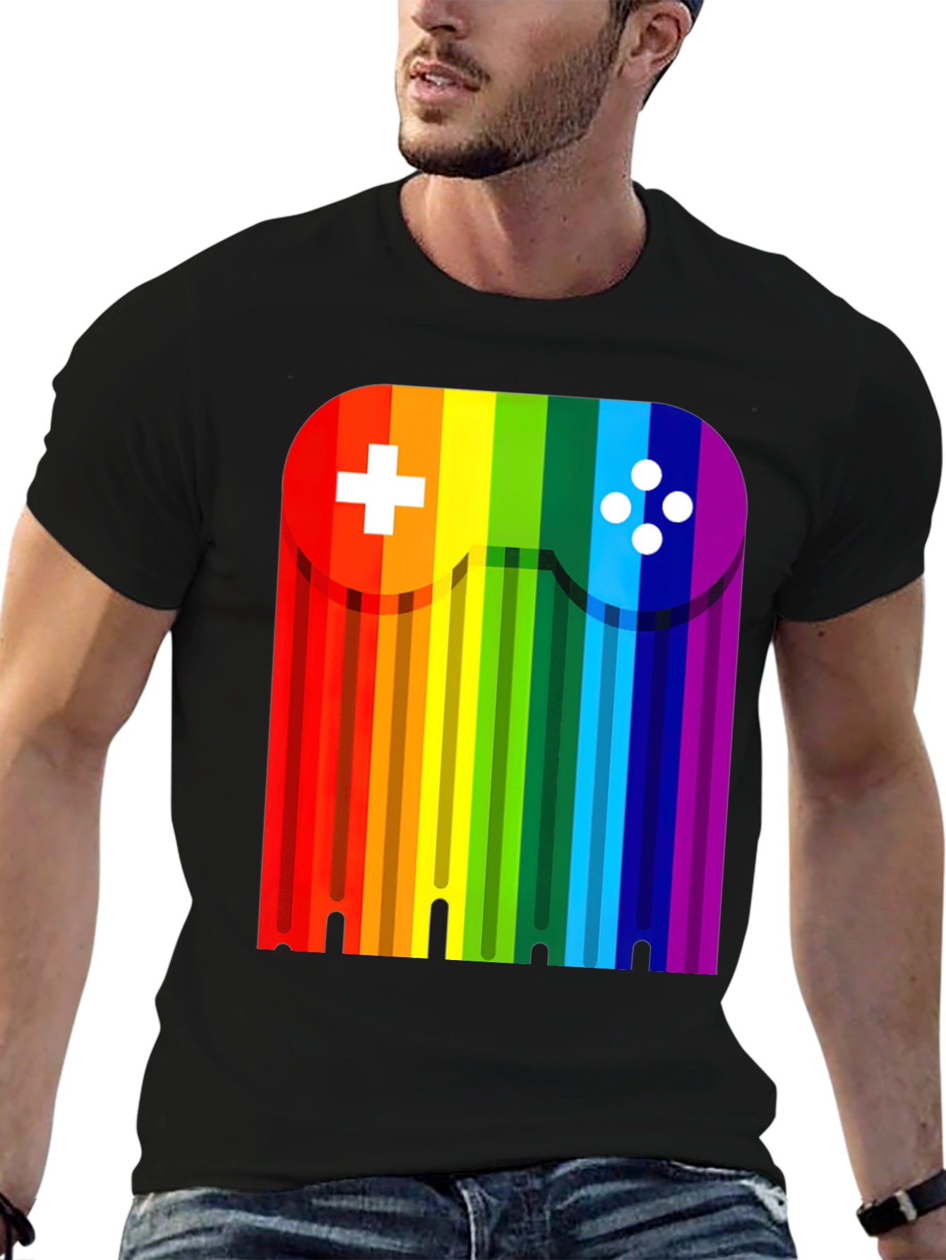 Rainbow Gaming Controller Graphic Tee
