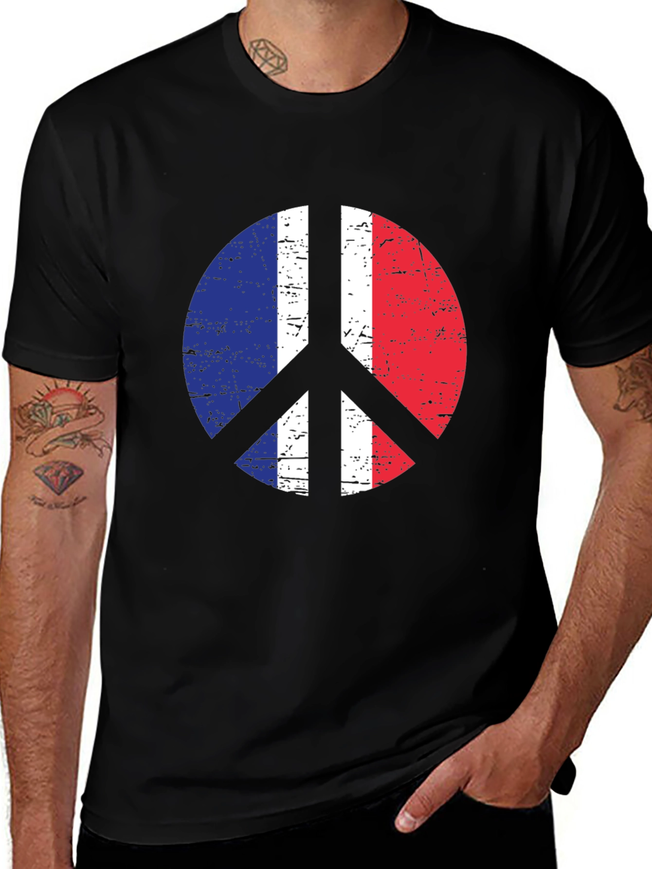 France Flag Peace Sign T-Shirt