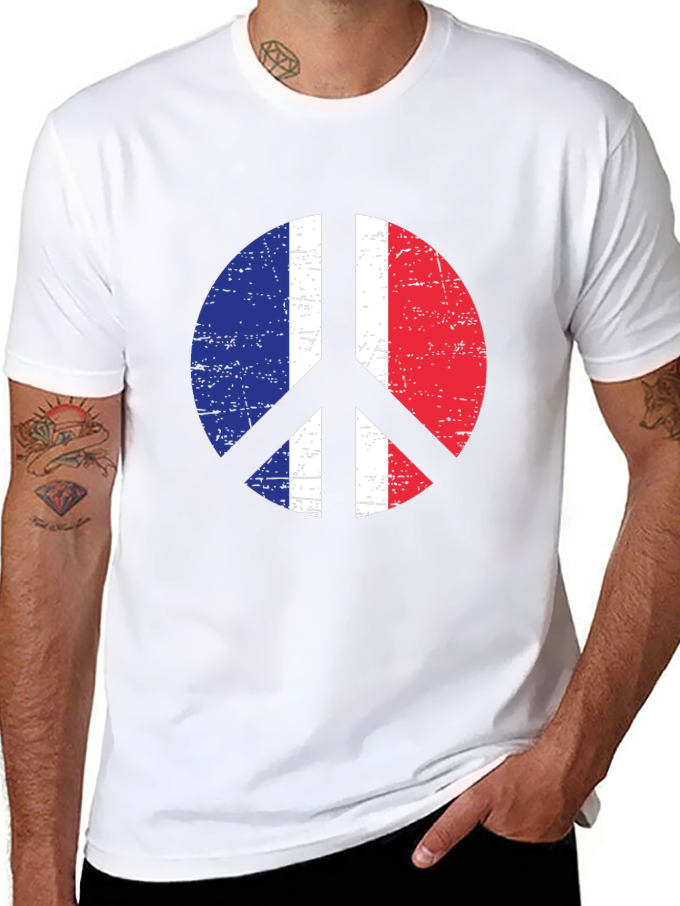 France Flag Peace Sign T-Shirt