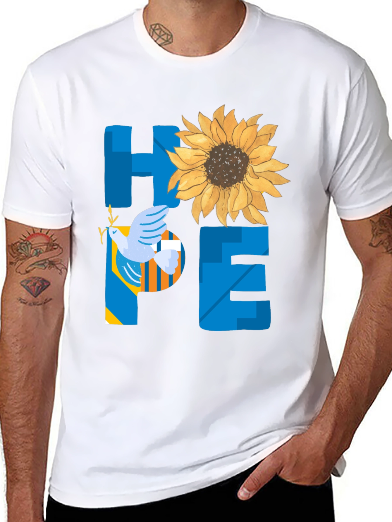 Hope Ukraine T-Shirt Sunflower Peace Dove
