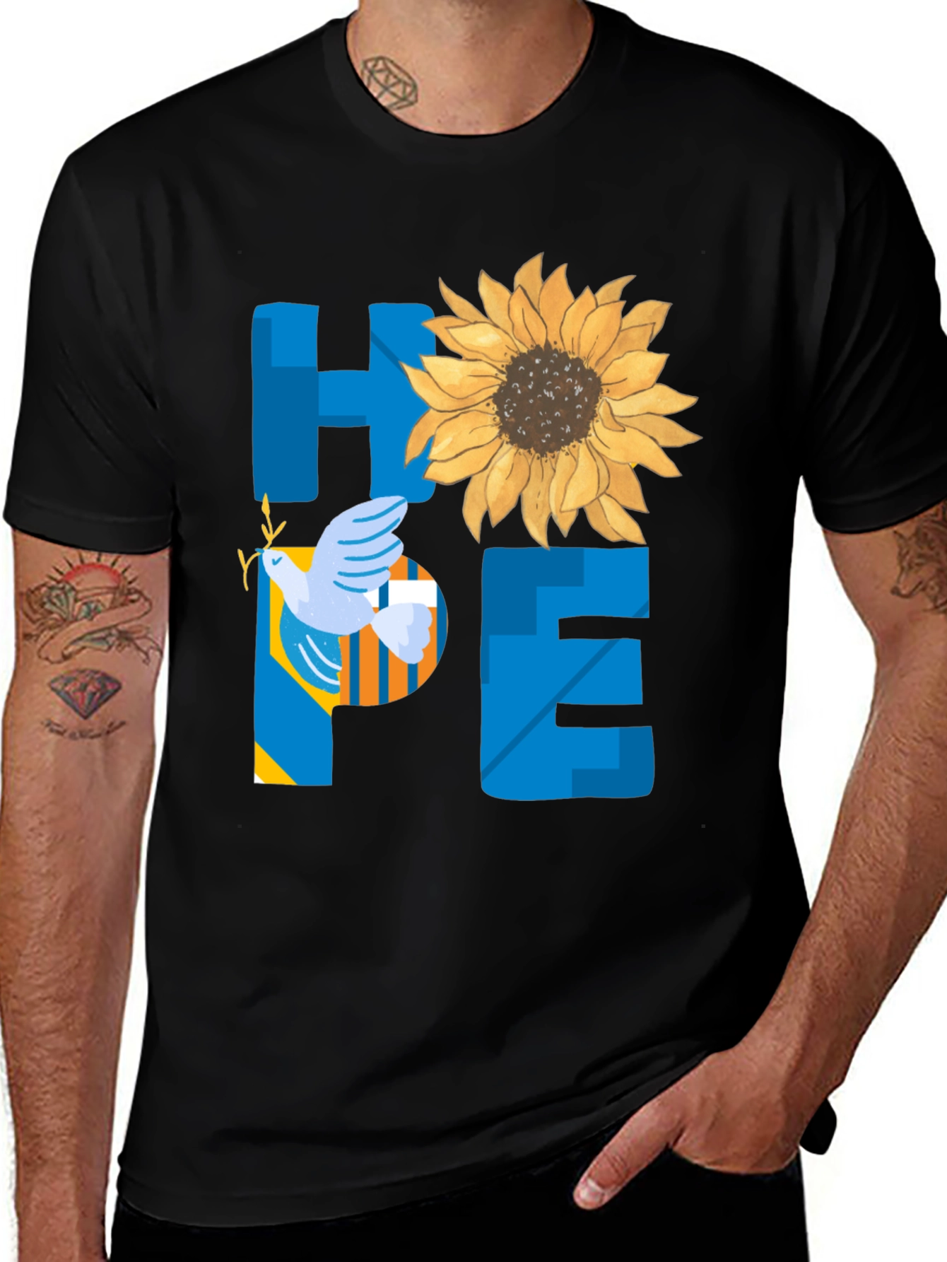 Hope Ukraine T-Shirt Sunflower Peace Dove
