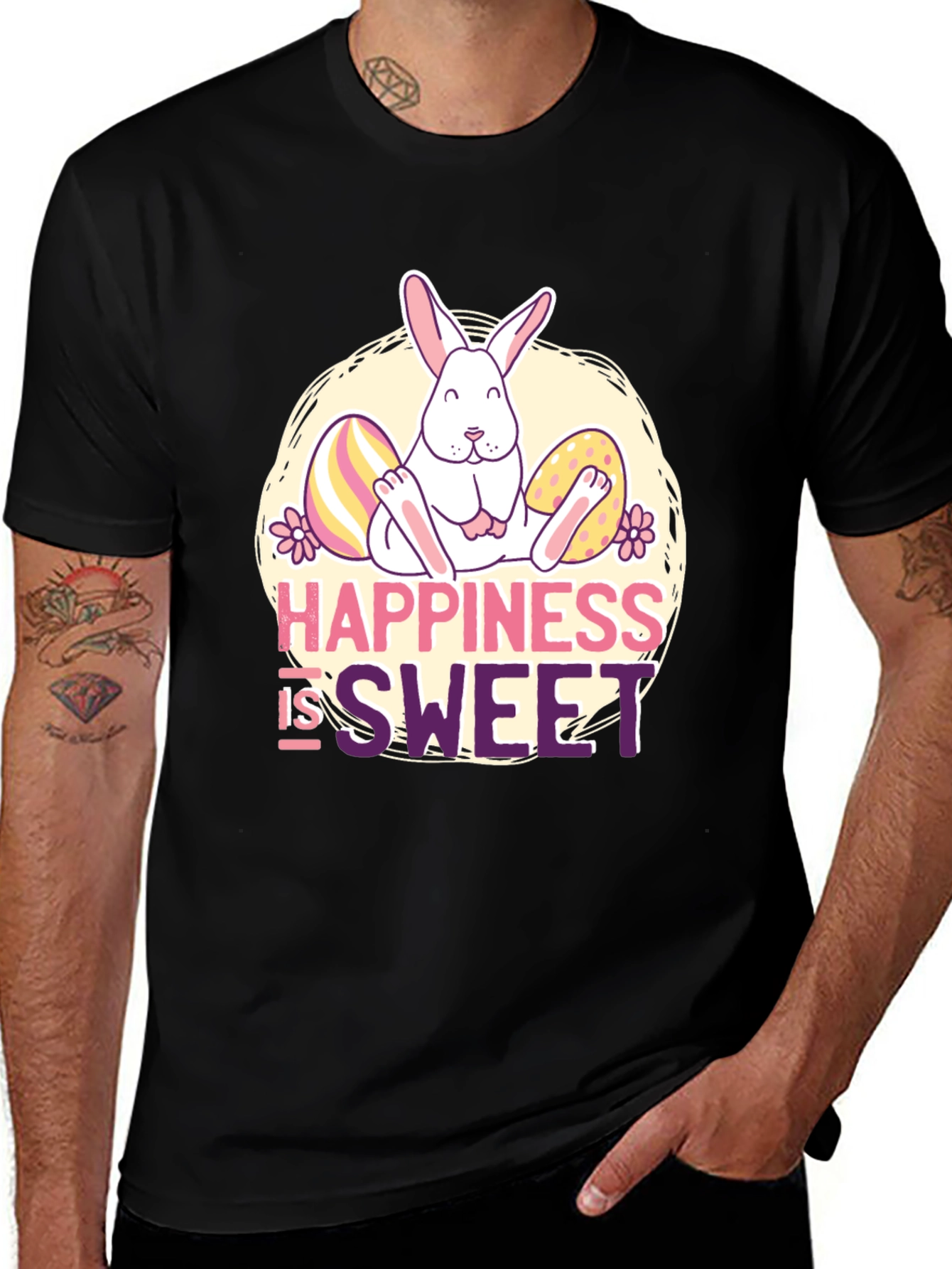Happiness is Sweet Easter Bunny Graphic Tee