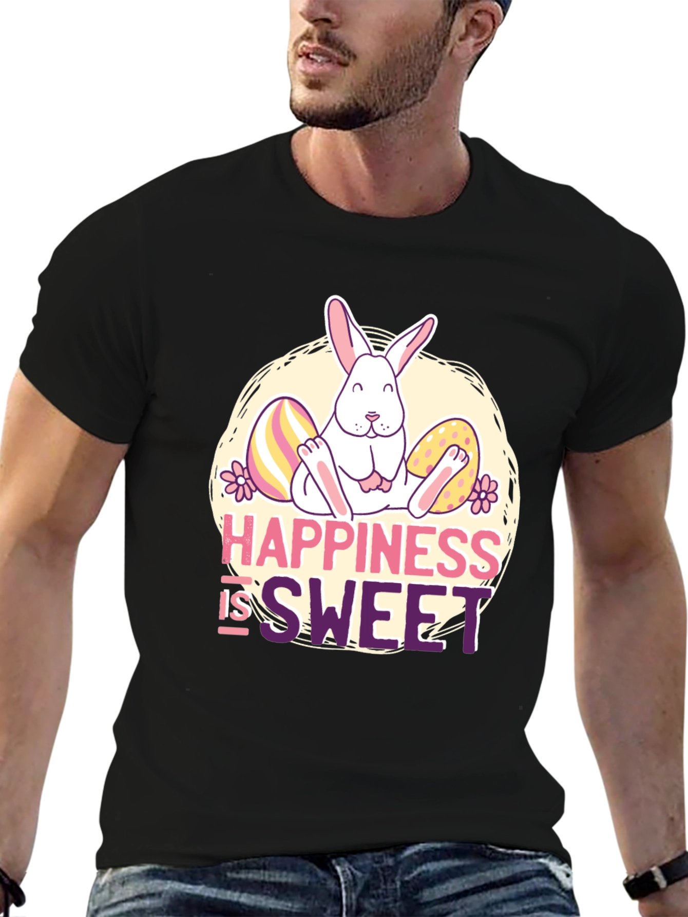 Happiness is Sweet Easter Bunny Graphic Tee