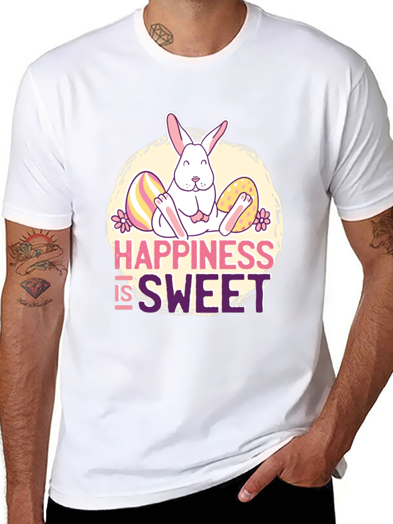 Happiness is Sweet Easter Bunny Graphic Tee