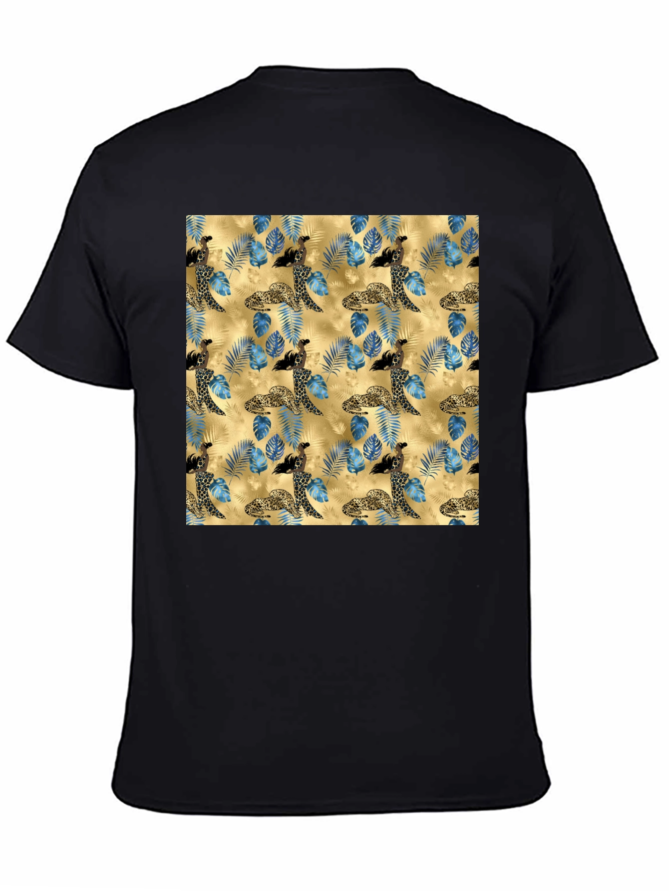 Exotic Leopard & Floral Print Mens T-Shirt