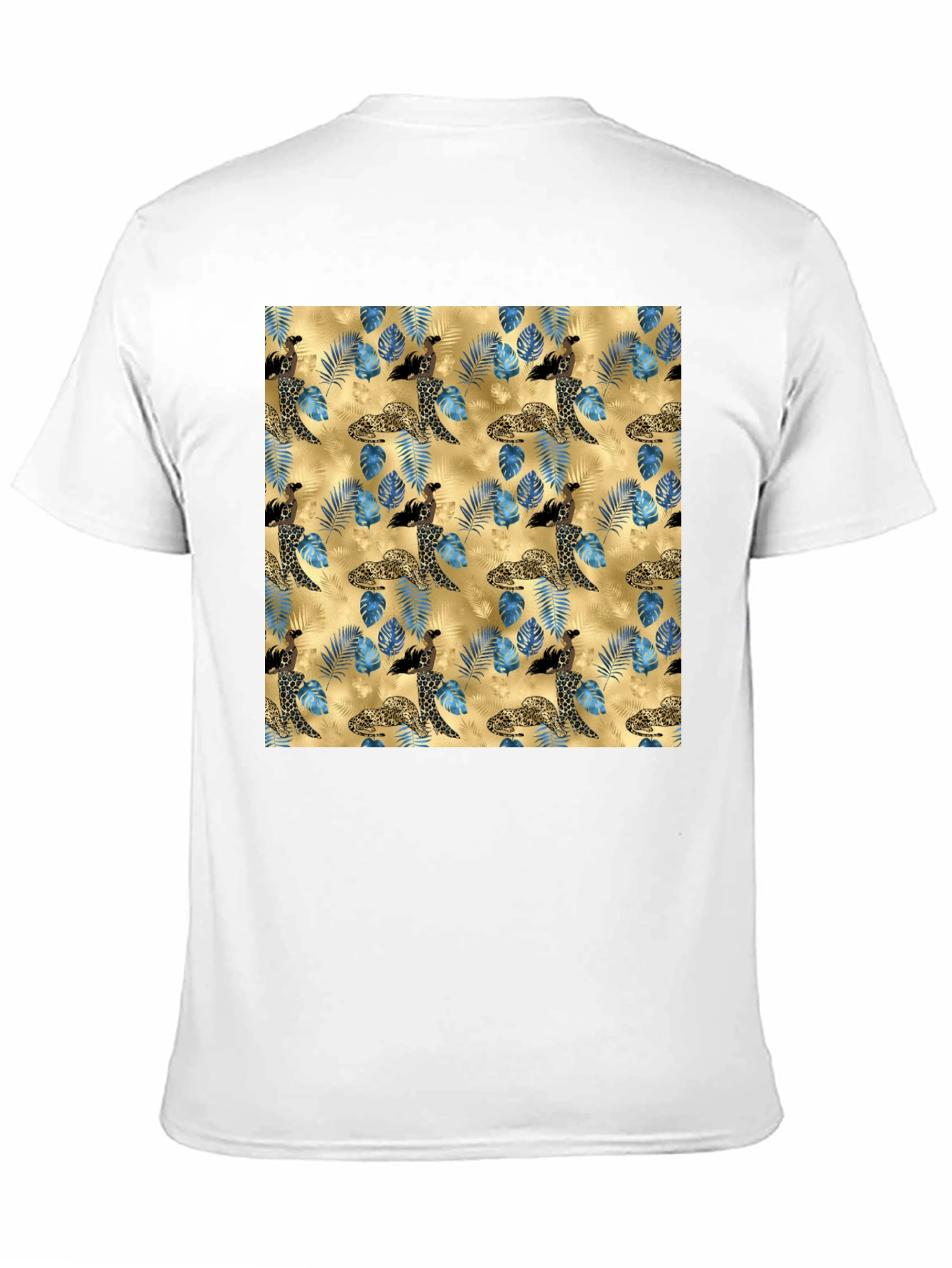 Exotic Leopard & Floral Print Mens T-Shirt